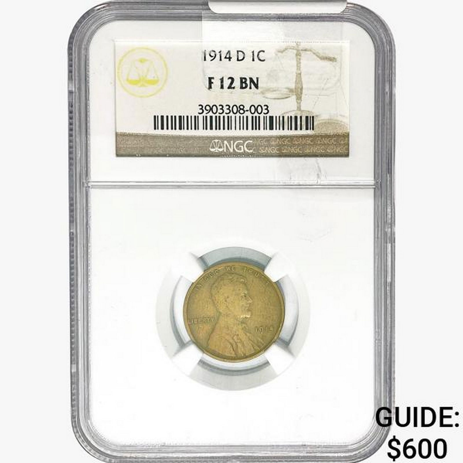 1914-D Wheat Cent NGC F12 BN (1 of 2)