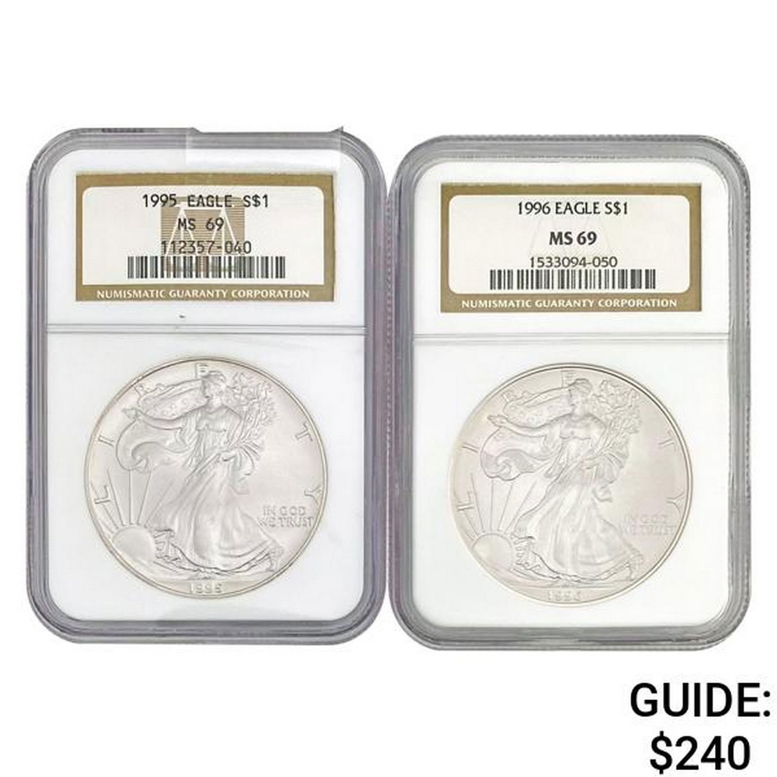 1995/1996 American Silver Eagle NGC MS69 [2] (1 of 2)