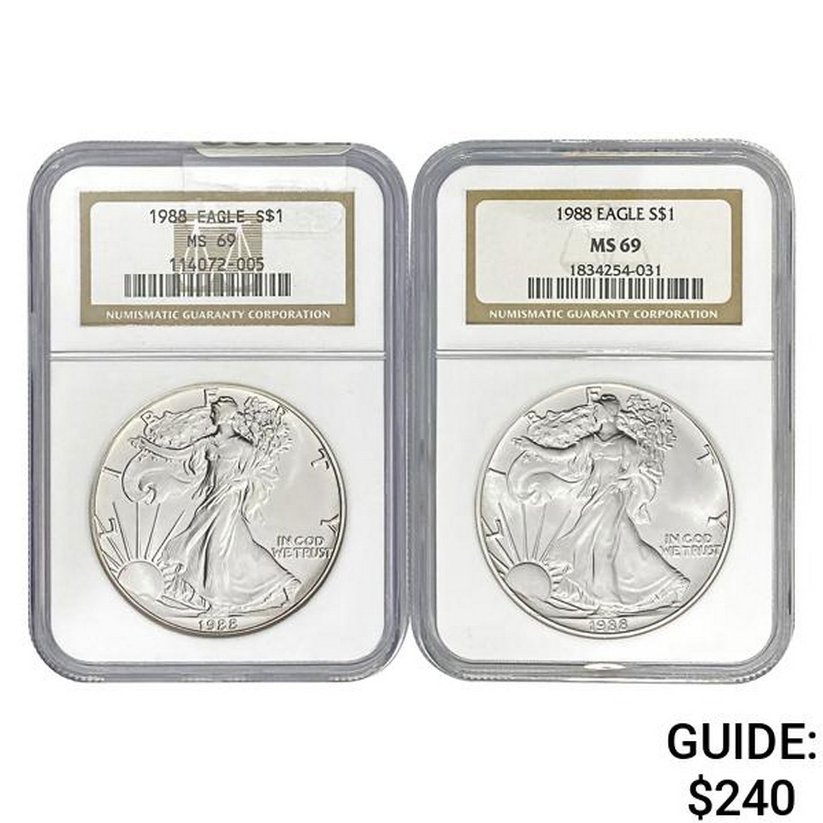 [2] 1988 American Silver Eagle NGC MS69 (1 of 2)