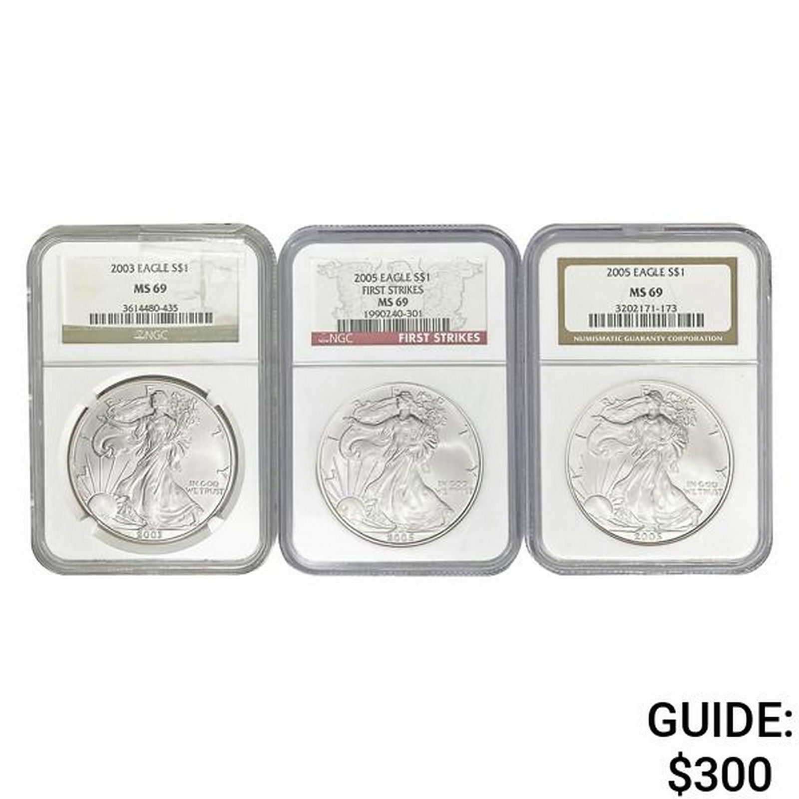 2003-2005 Eagle $1 NGC MS69 [3 Coins] (1 of 2)