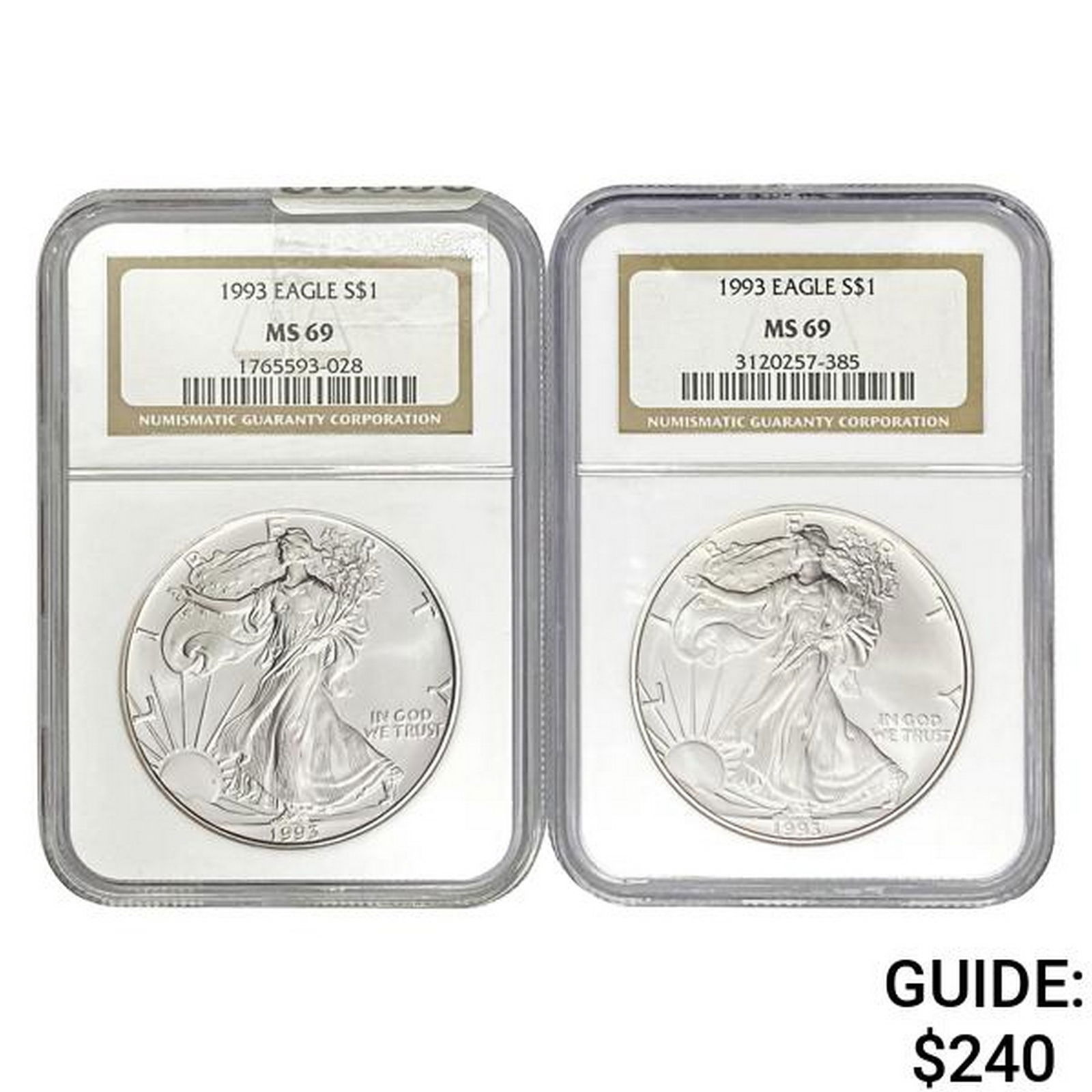 [2] 1993 American Silver Eagle NGC MS69 (1 of 2)