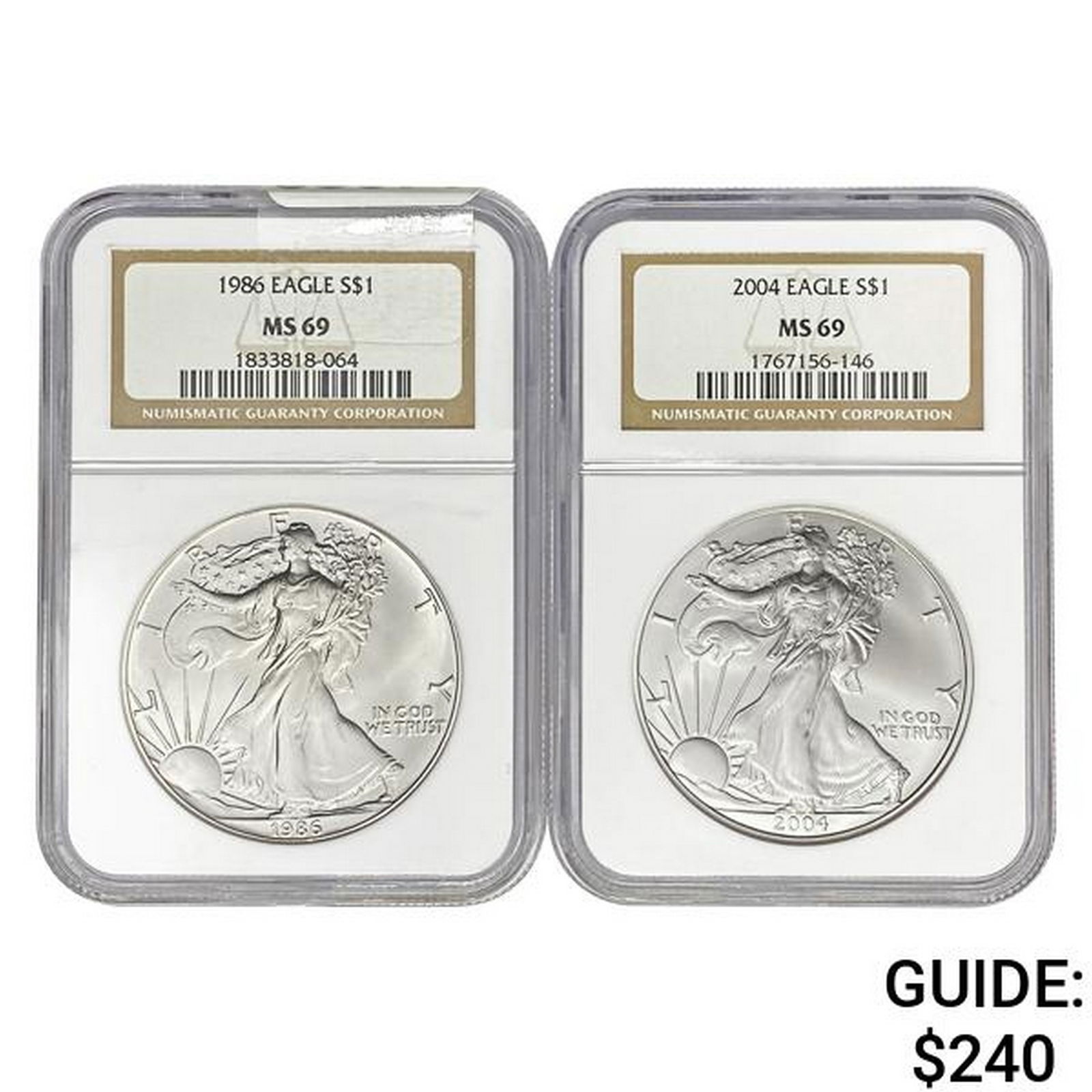 1986/2000 American Silver Eagles NGC MS69 [2 Coins] (1 of 2)