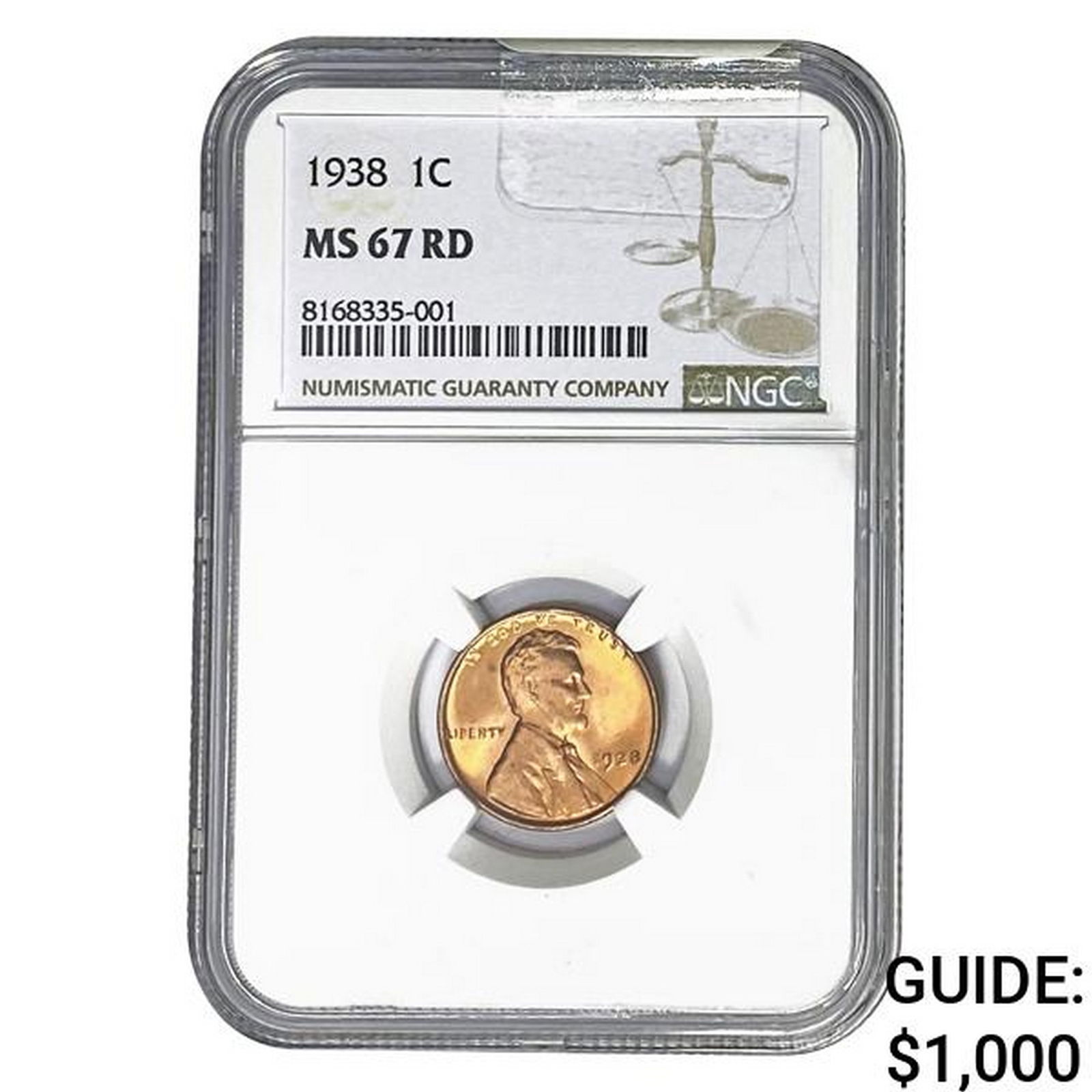 1938 1C Lincoln Cent NGC MS67 RD (1 of 2)