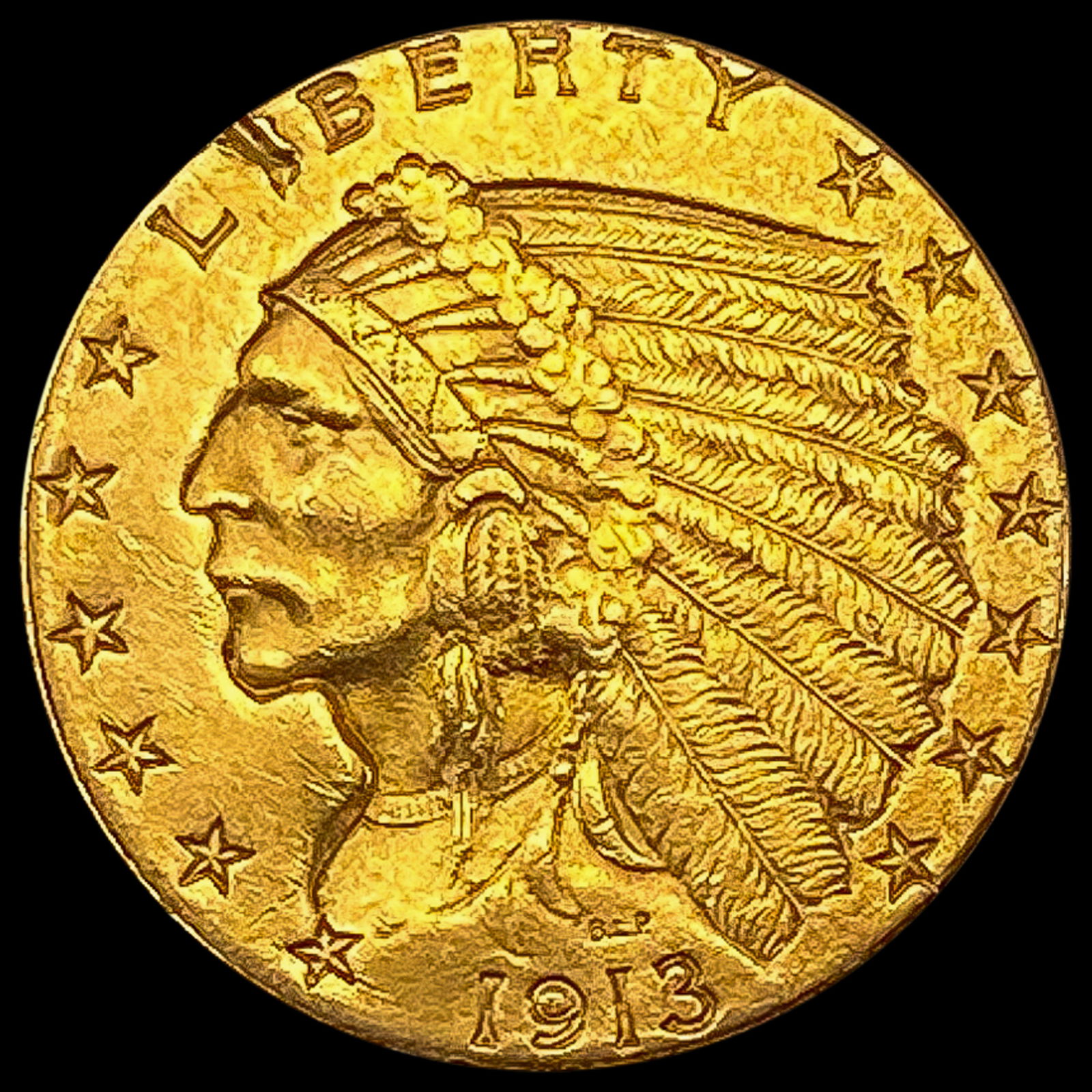 1913 Indian Head $2.5 Gold Quarter Eagle CLOSELY UNCIRCULATED (1 of 2)