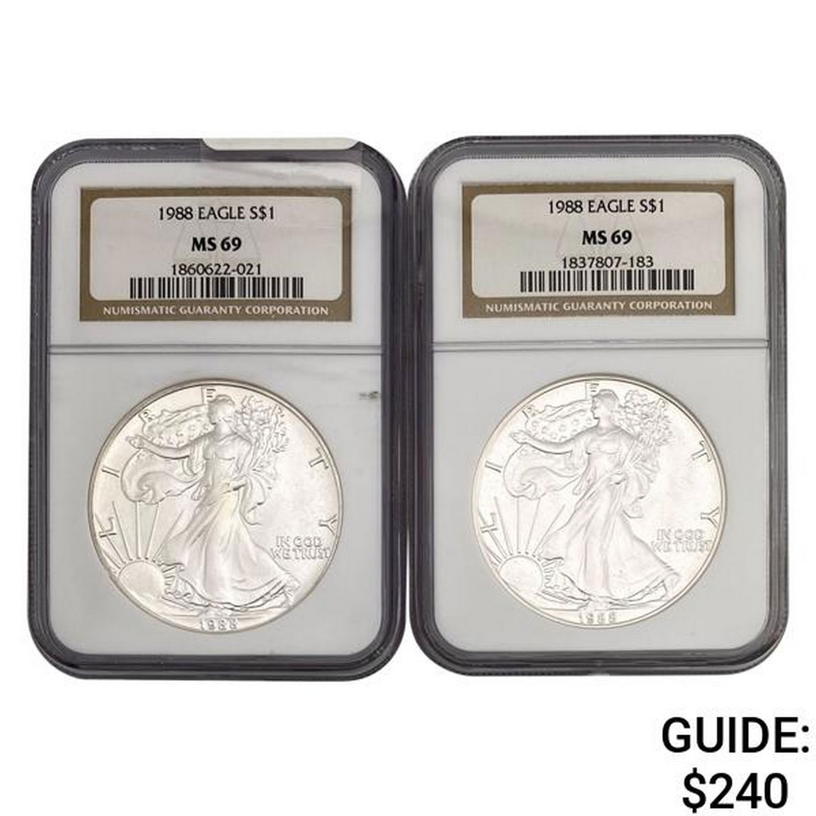 [2] 1988 American Silver Eagle NGC MS69 (1 of 2)