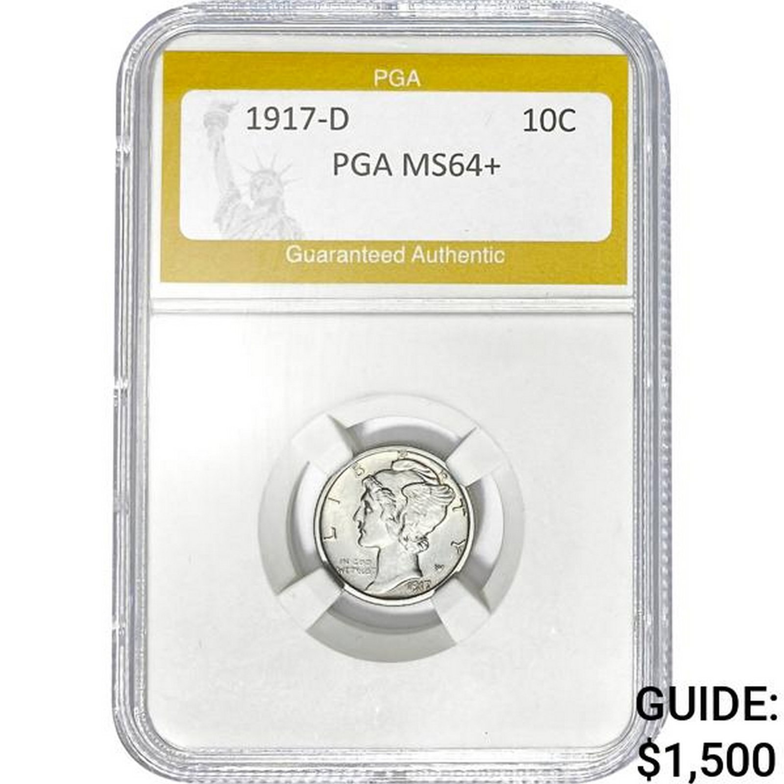 1917-D Mercury Dime PGA MS64+: 1917-D Mercury Dime PGA MS64+