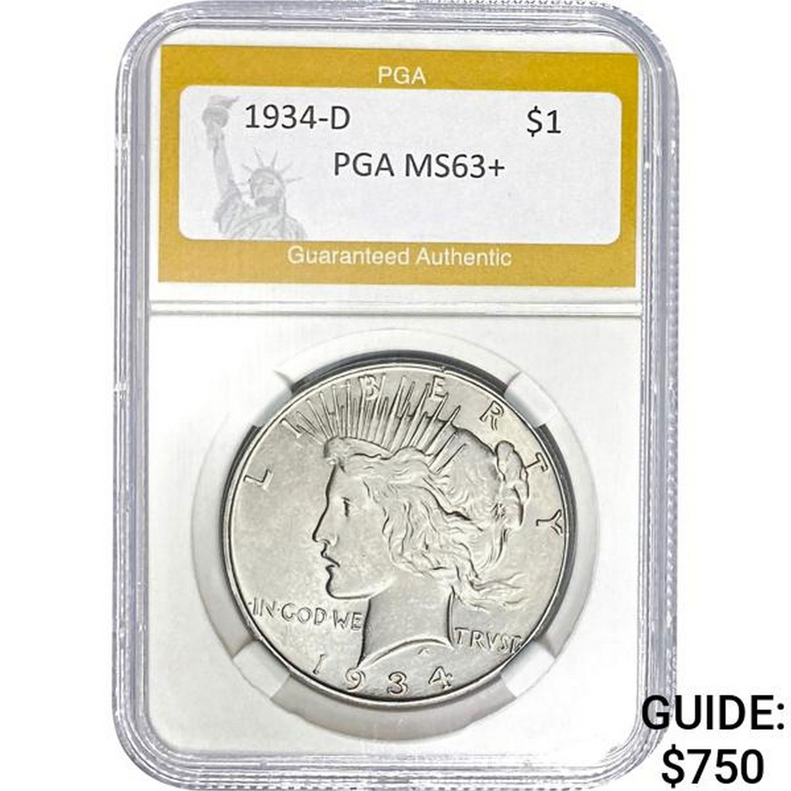 1934-D Peace Dollar PGA MS63+ (1 of 2)