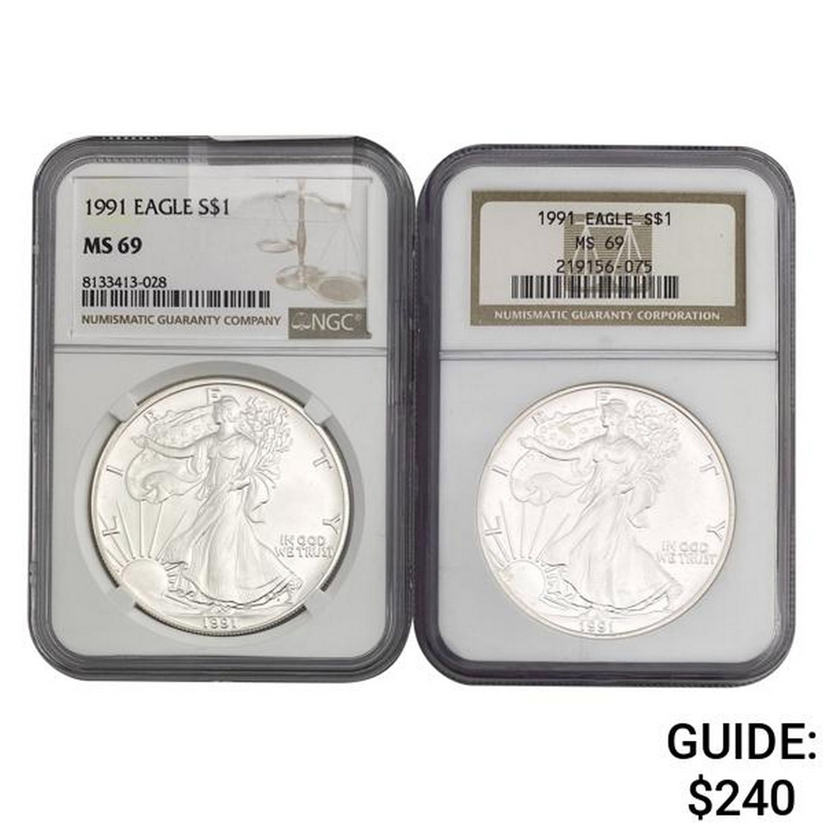 [2] 1991 American Silver Eagle NGC MS69 (1 of 2)