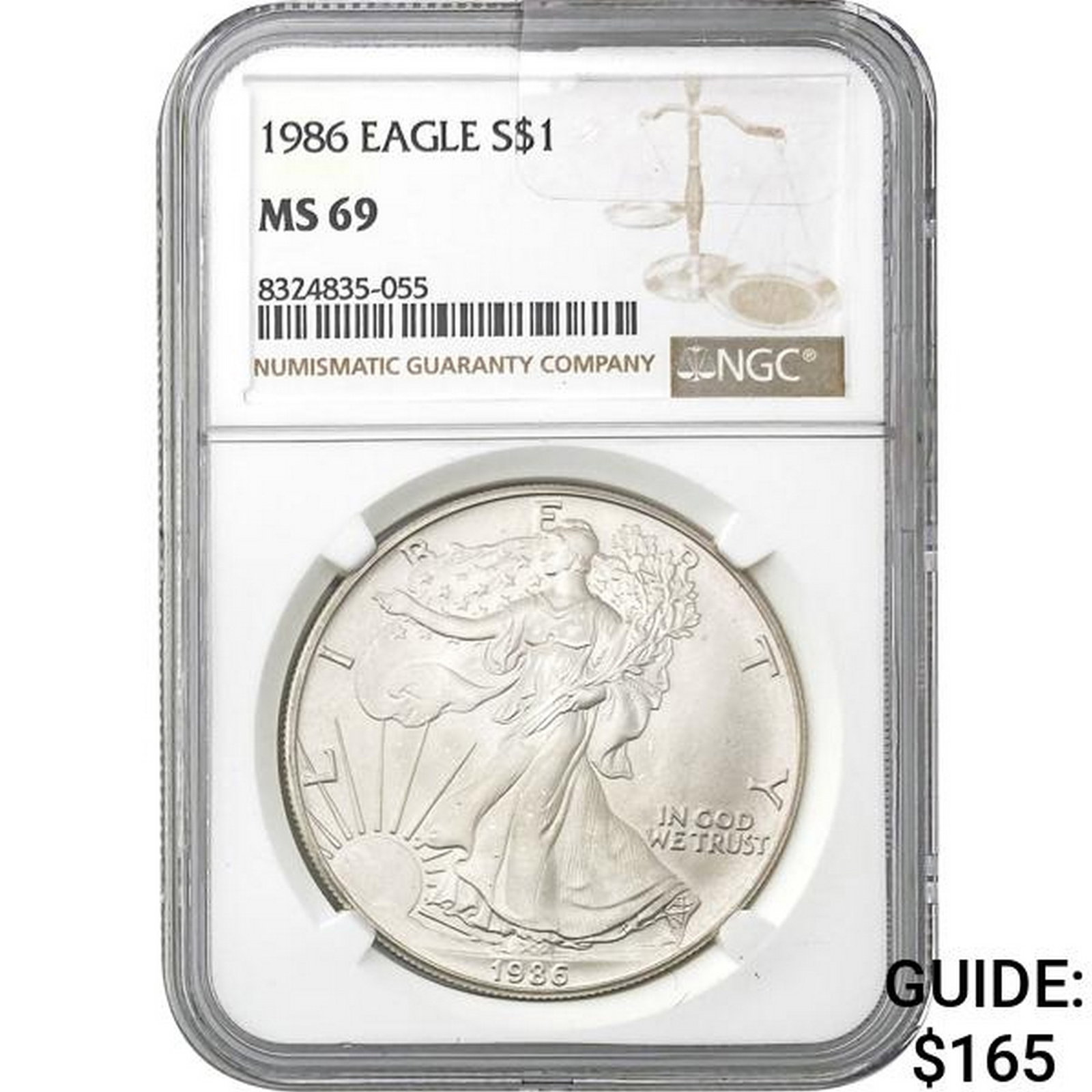 1986 American Silver Eagle NGC MS69: 1986 American Silver Eagle NGC MS69
