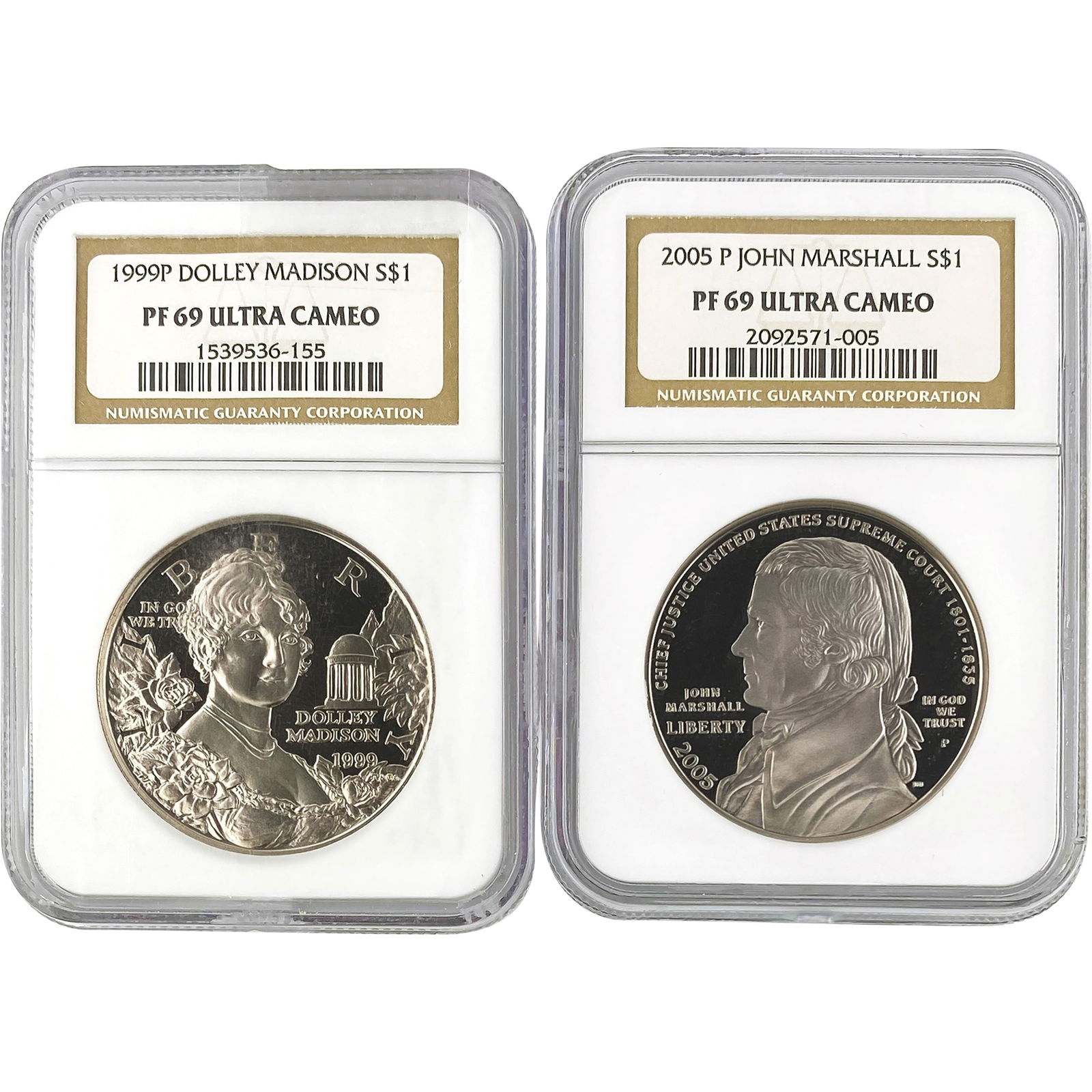 Dolley Madison/ John Marshall $1 NGC PF69UC: Dolley Madison/ John Marshall $1 NGC PF69UC