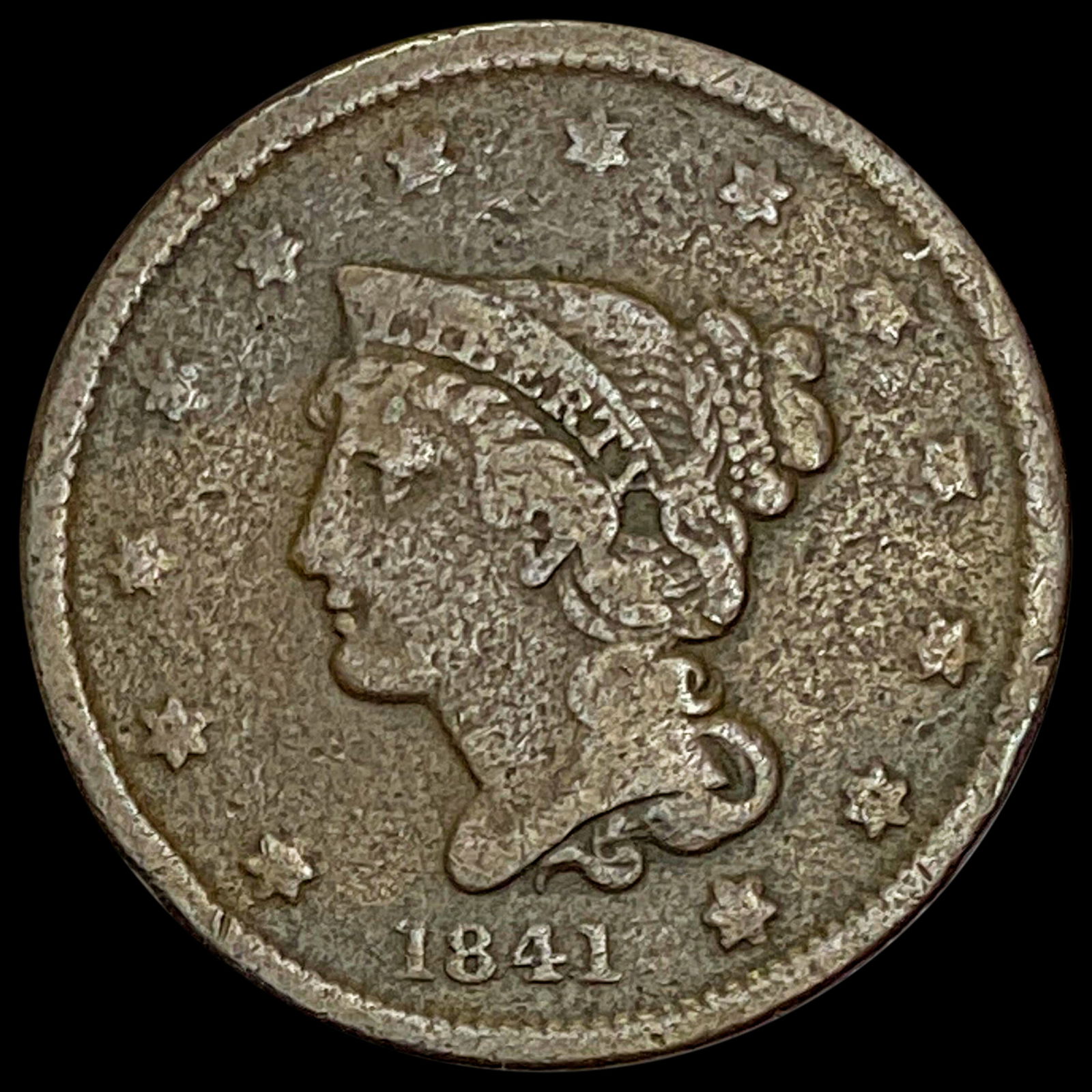 1841 Braided Hair Large Cent NICELY CIRCULATED (1 of 2)