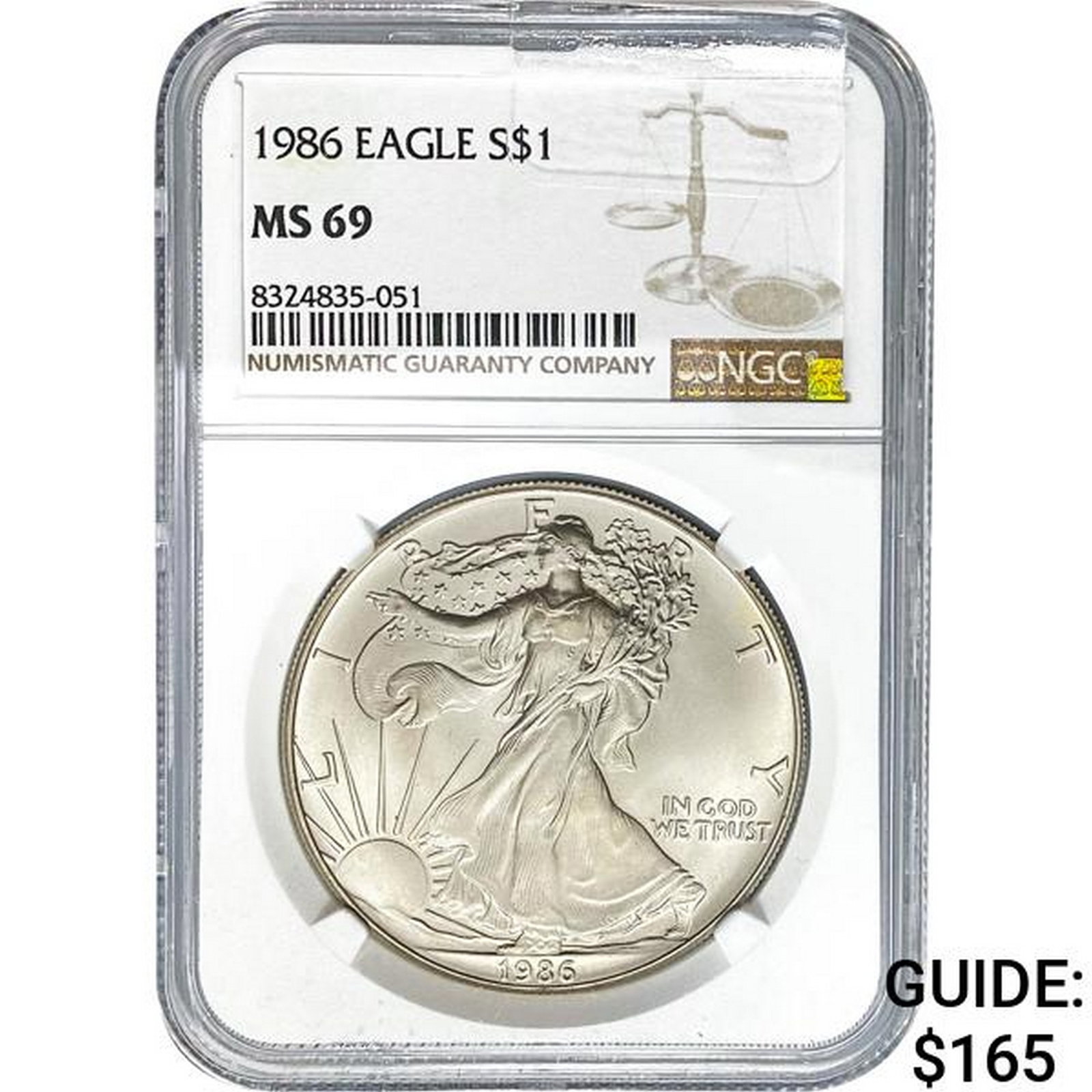1986 American Silver Eagle NGC MS69: 1986 American Silver Eagle NGC MS69