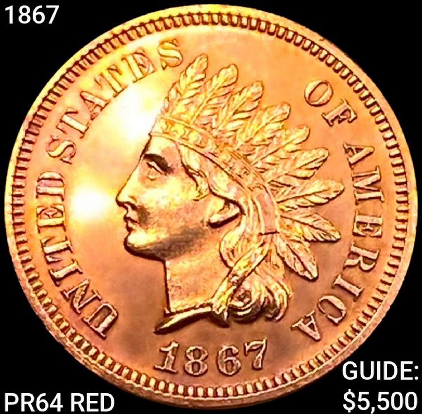 1867 Indian Head Cent GEM PROOF RED (1 of 2)