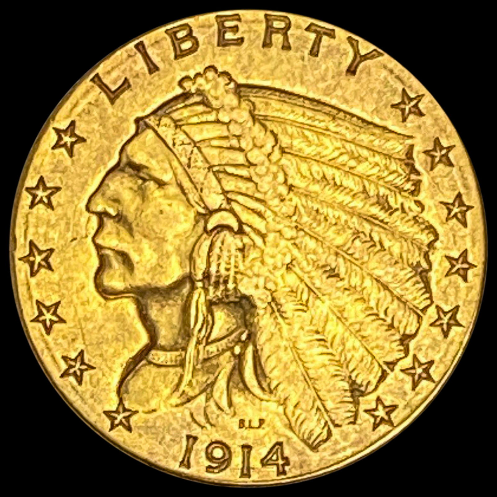 1914-D Indian Head $2.5 Gold Quarter Eagle CLOSELY U (1 of 2)