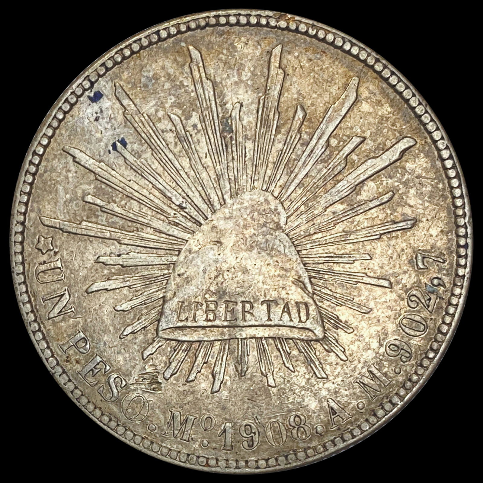 1908-M Mexico Peso CLOSELY UNCIRCULATED (1 of 2)