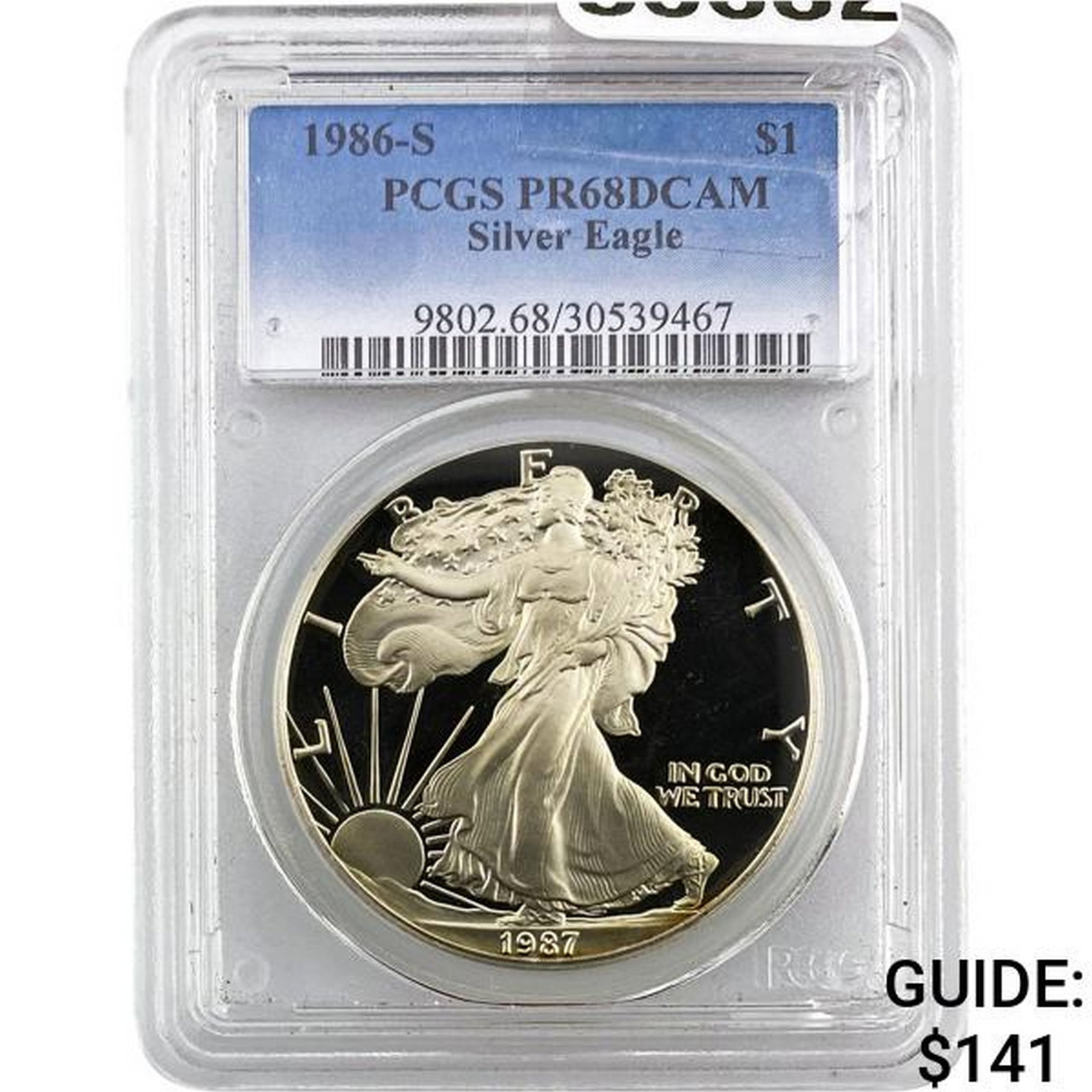 1986-S Silver Eagle PCGS PR68DCAM: 1986-S Silver Eagle PCGS PR68DCAM