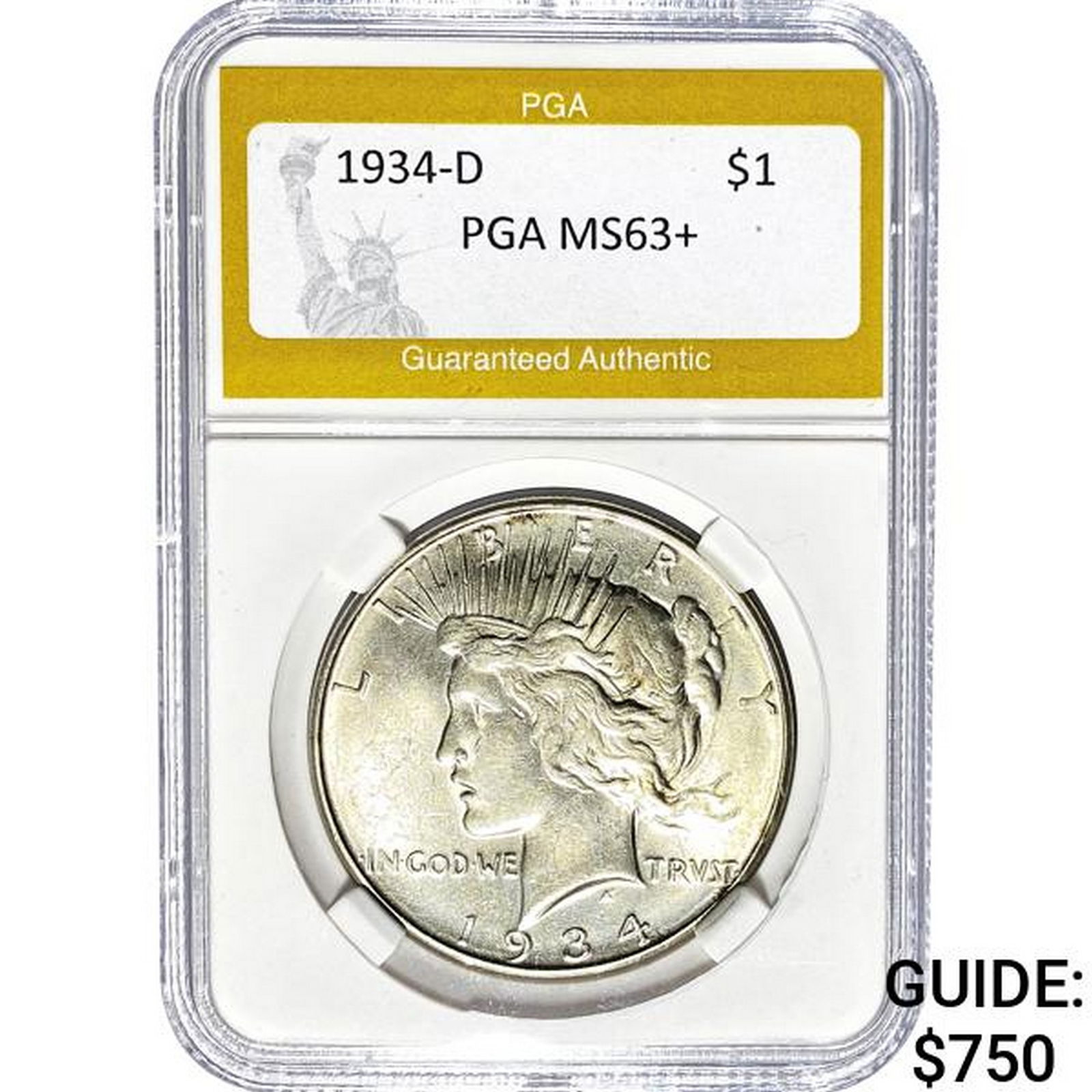 1934-D Peace Dollar PGA MS63+ (1 of 2)