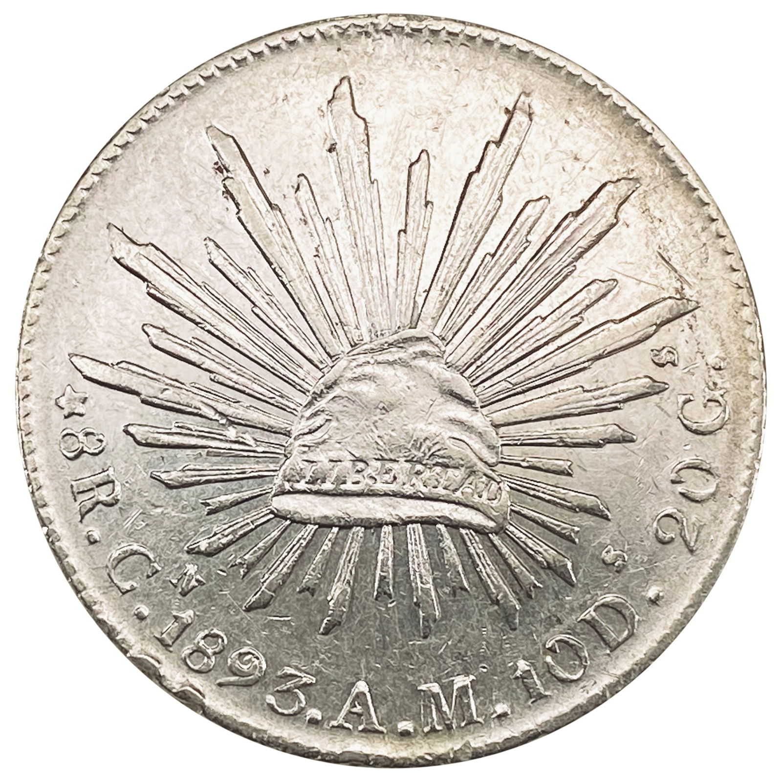 1893Cn AM Mexico Silver 8 Reales CLOSELY UNCIRCULATED CLOSELY UNCIRCULATED (1 of 2)