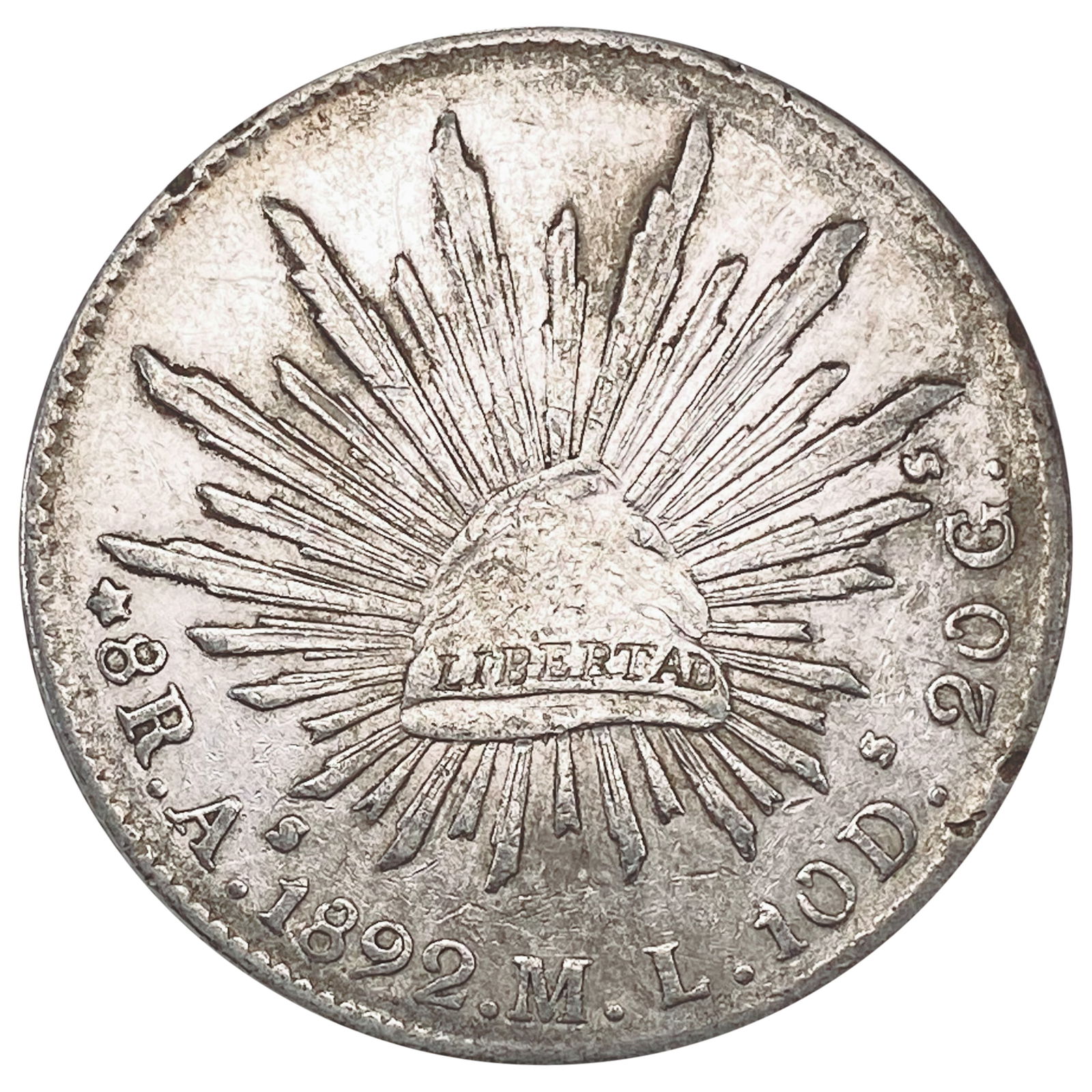 1892As ML Mexico Silver 8 Reales CLOSELY UNCIRCULATED CLOSELY UNCIRCULATED (1 of 2)
