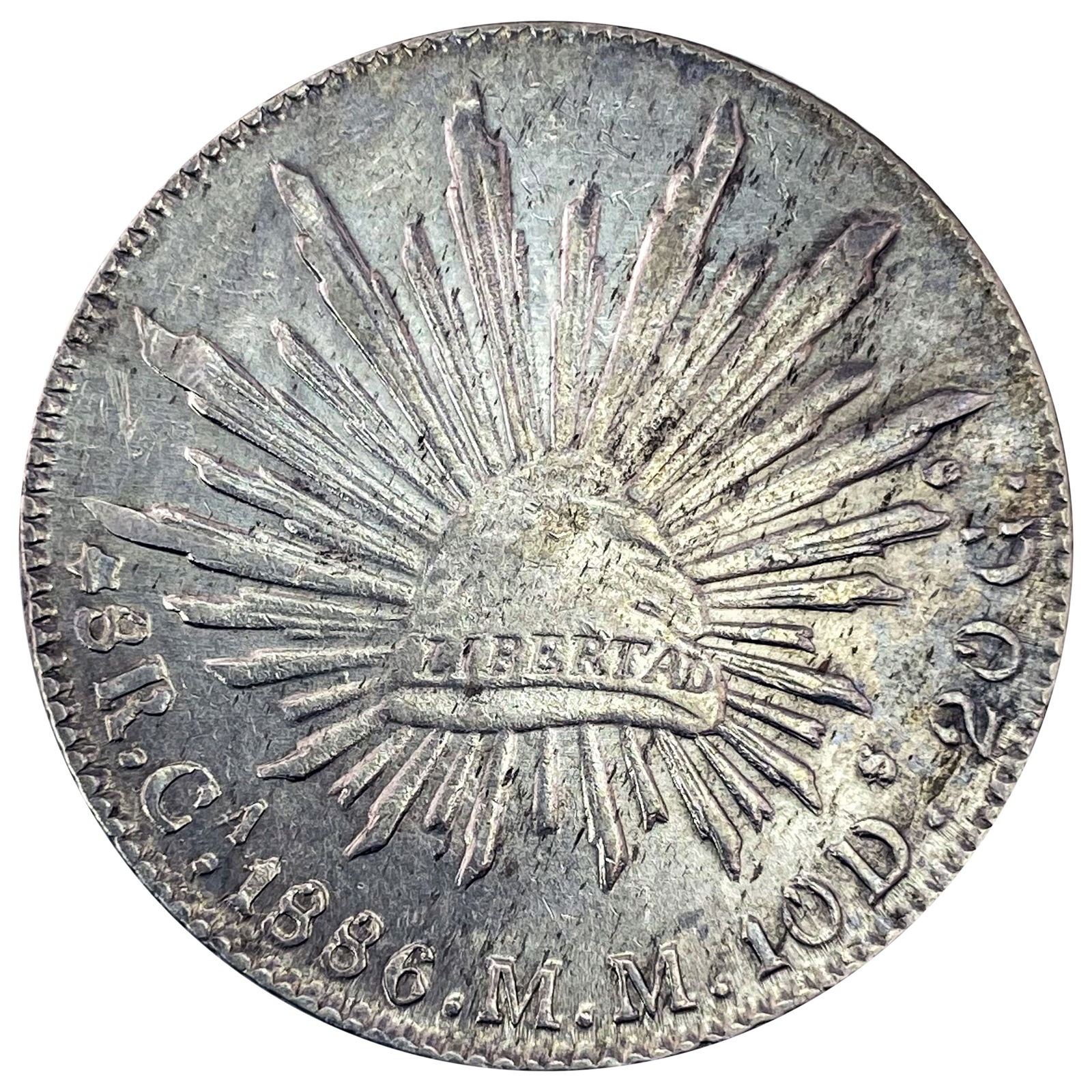 1886Ca MM Mexico Silver 8 Reales CLOSELY UNCIRCULATED (1 of 2)