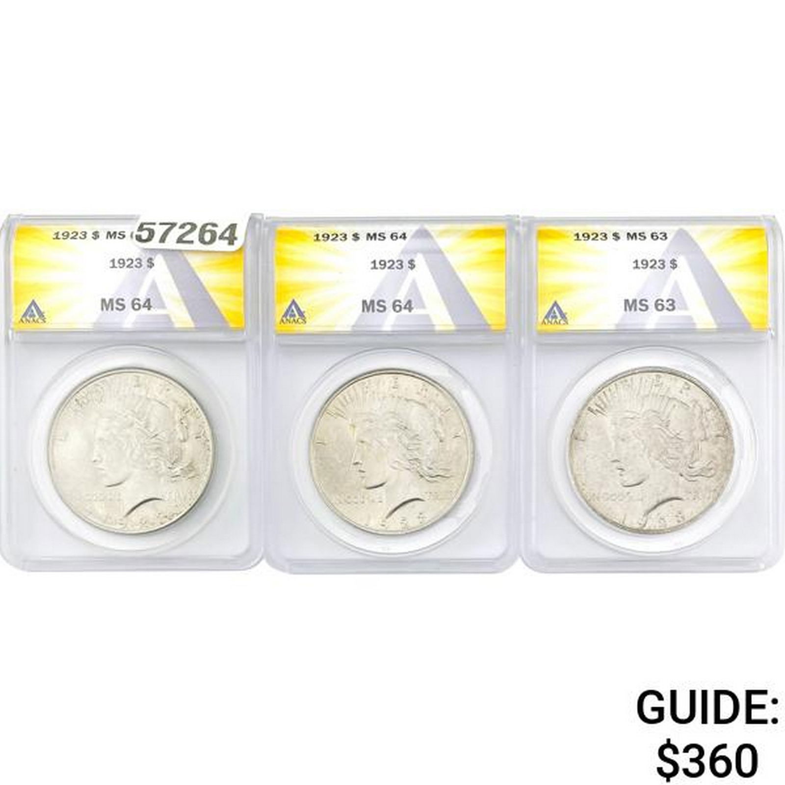 1923 [3] Silver Peace Dollar  MS63-64 (1 of 2)