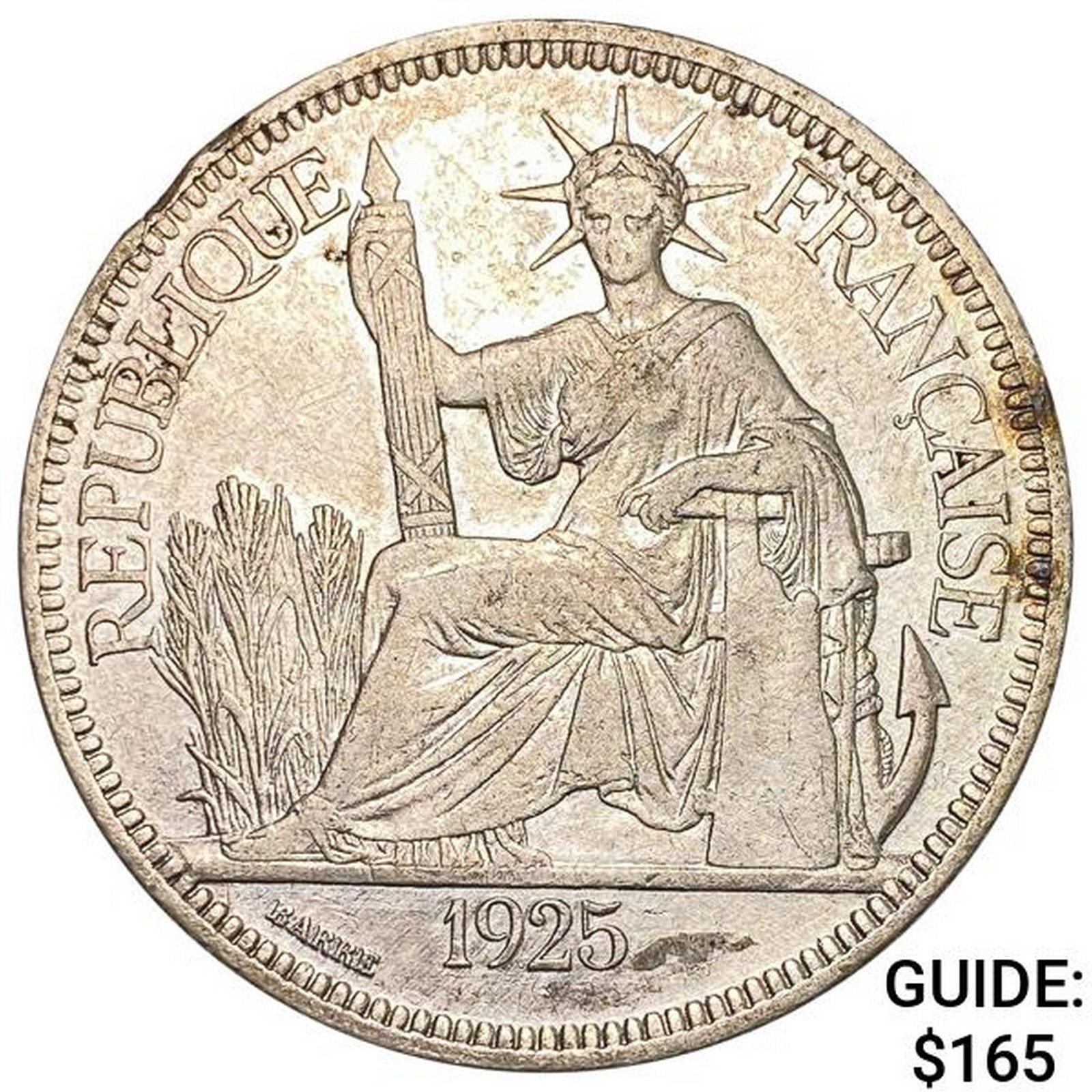 1925 French Indochina Silver Piastre CLOSELY UNCIRCULATED CLOSELY UNCIRCULATED: 1925 French Indochina Silver Piastre CLOSELY UNCIRCULATED CLOSELY UNCIRCULATED