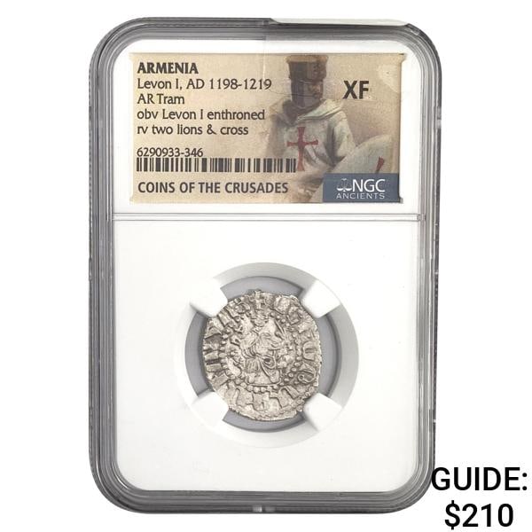 Armenia Levon I, AD 1198-1219 Silver Tram NGC: Armenia Levon I, AD 1198-1219 Silver Tram NGC