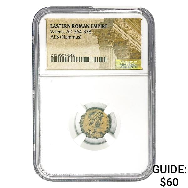 East Roman Valens, AD 364-378 AE3 Nummus NGC: East Roman Valens, AD 364-378 AE3 Nummus NGC