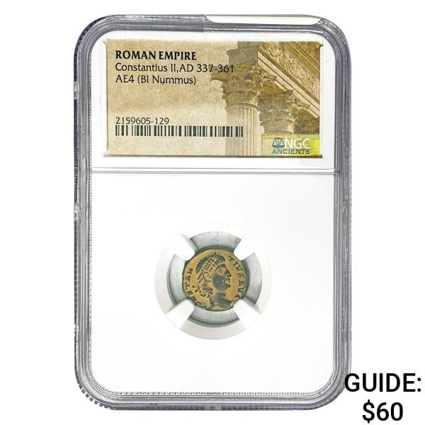 Roman Constantius II, AD 337-361 AE4 BI Nummus NGC (1 of 2)
