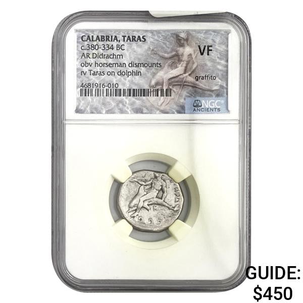 Calabria Taras, 380-3334 BC Silver Didrachm NGC (1 of 2)