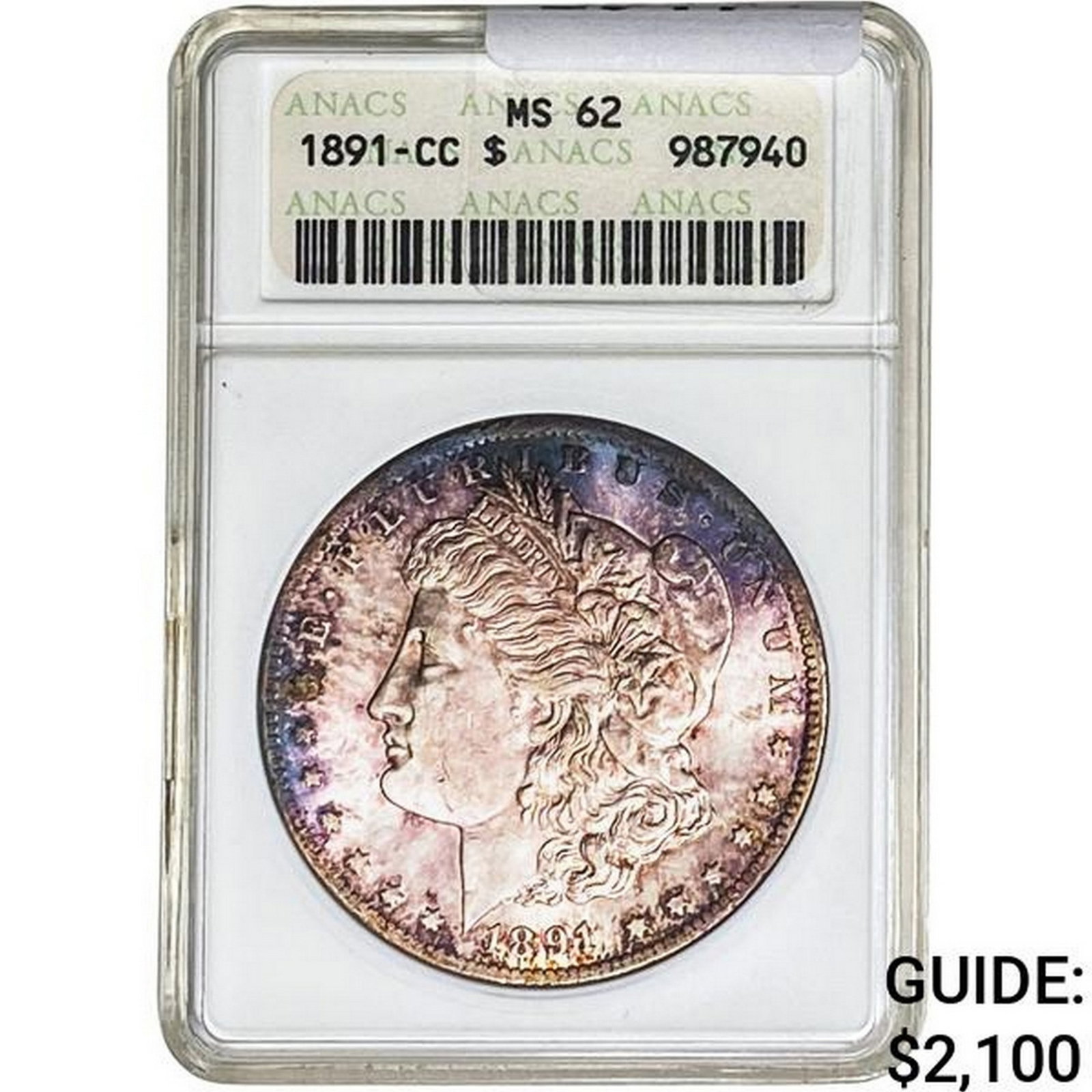 1891-CC Morgan Silver Dollar ANACS MS62: 1891-CC Morgan Silver Dollar ANACS MS62