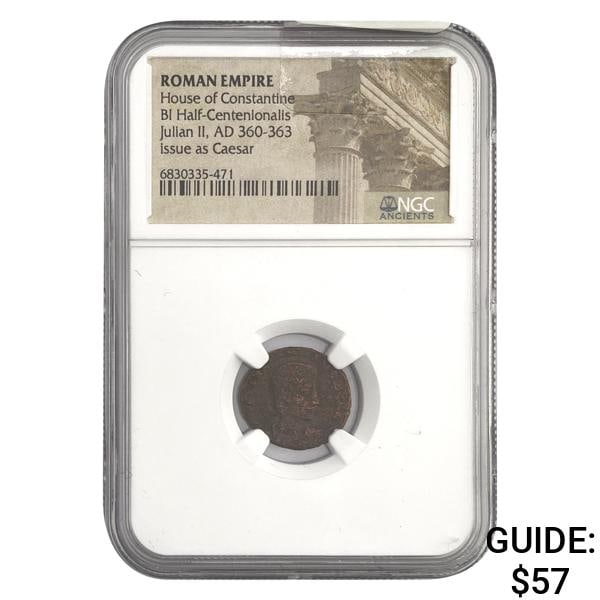 Roman Julian II, AD 360-363 BI 1/2 Centen. NGC: Roman Julian II, AD 360-363 BI 1/2 Centen. NGC