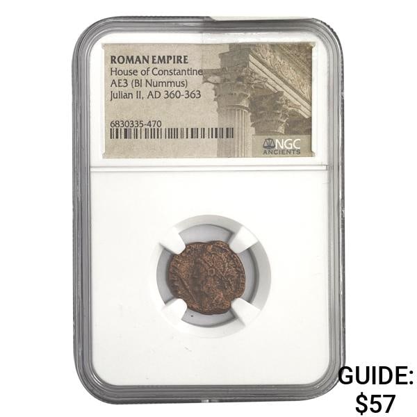 Roman Julian II, AD 360-363 AE3 BI Nummus NGC: Roman Julian II, AD 360-363 AE3 BI Nummus NGC