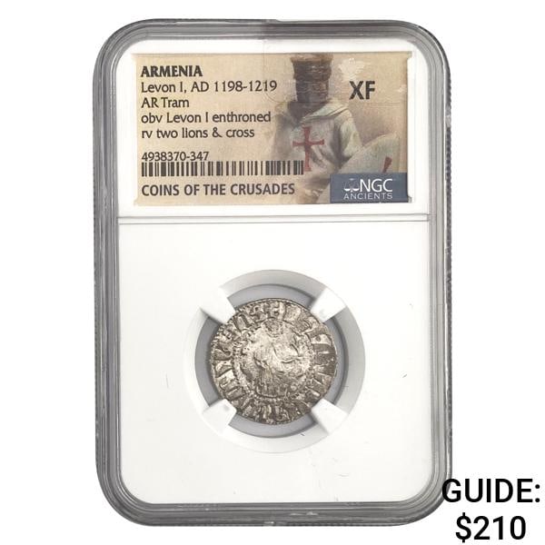 Armenia Levon I, AD 1198-1219 Silver Tram NGC: Armenia Levon I, AD 1198-1219 Silver Tram NGC