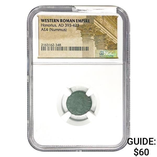 West Roman Honorius, AD 393-423 AE3 Nummus NGC: West Roman Honorius, AD 393-423 AE3 Nummus NGC