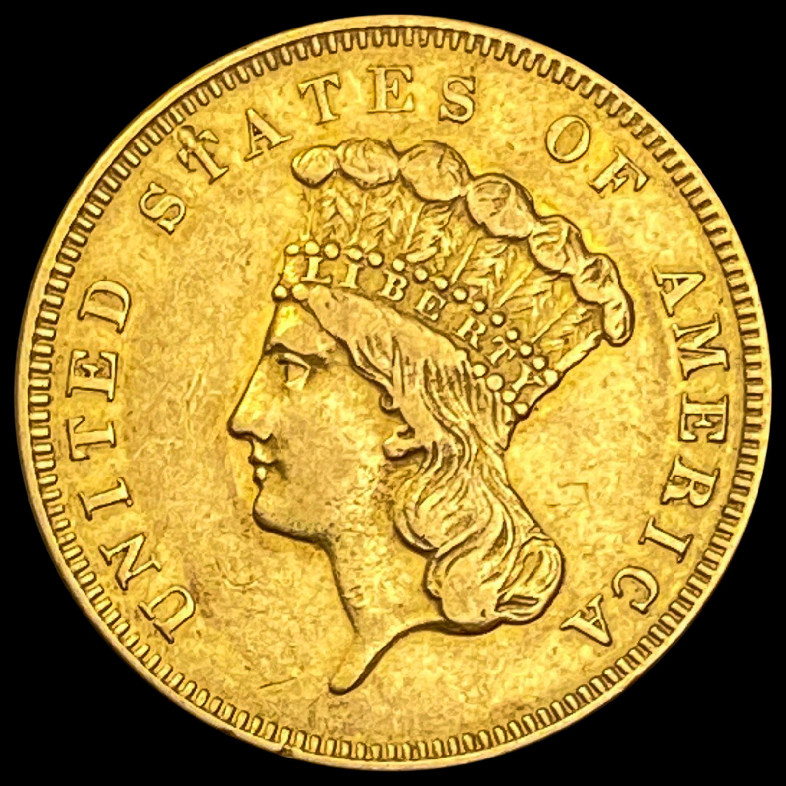 1855 $3 Indian Princess Head Gold CLOSELY UNCIRCULATED (1 of 2)