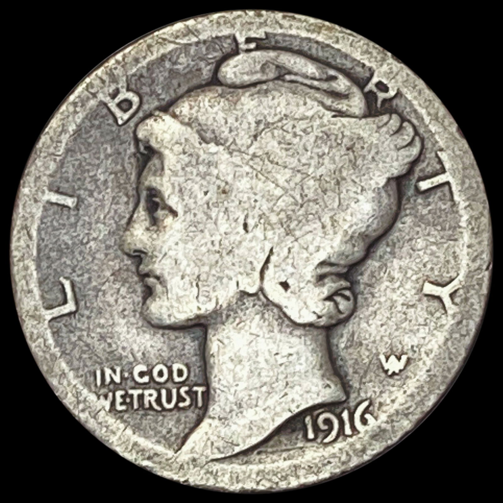 1916-D Mercury Dime NICELY CIRCULATED (1 of 2)