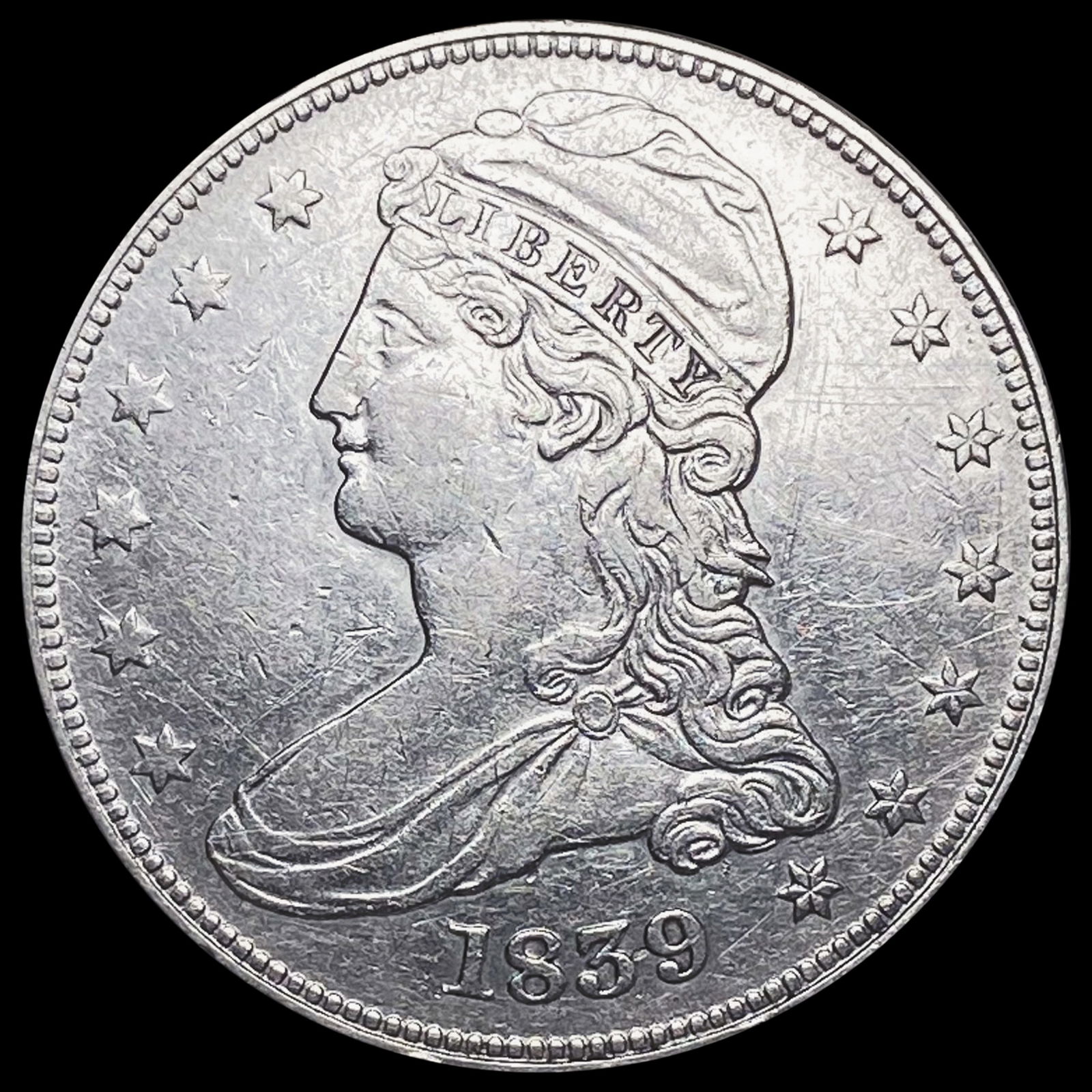 1839 Capped Bust Half Dollar ABOUT UNCIRCULATED (1 of 2)