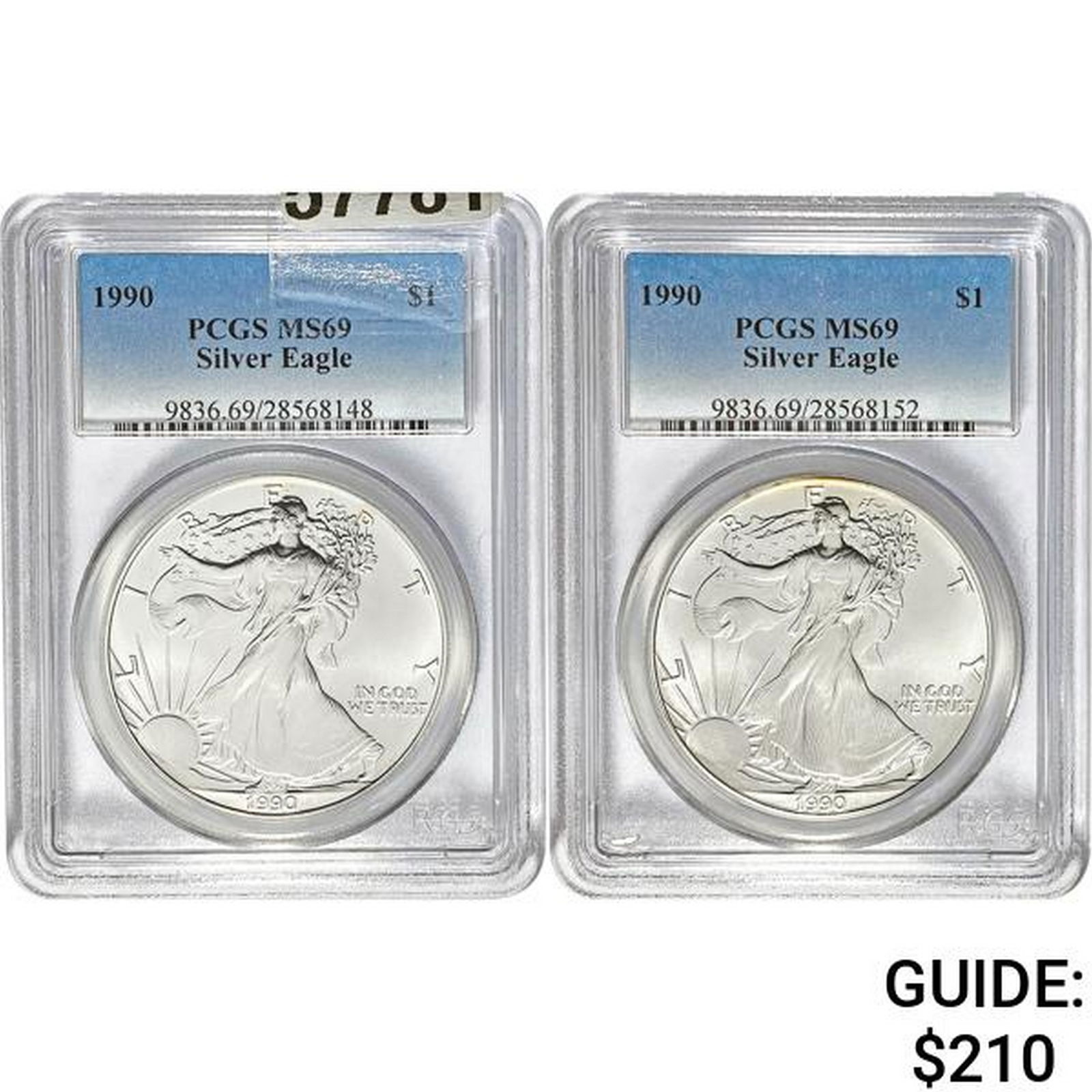 [2]1990 Silver Eagle PCGS MS69 (1 of 2)