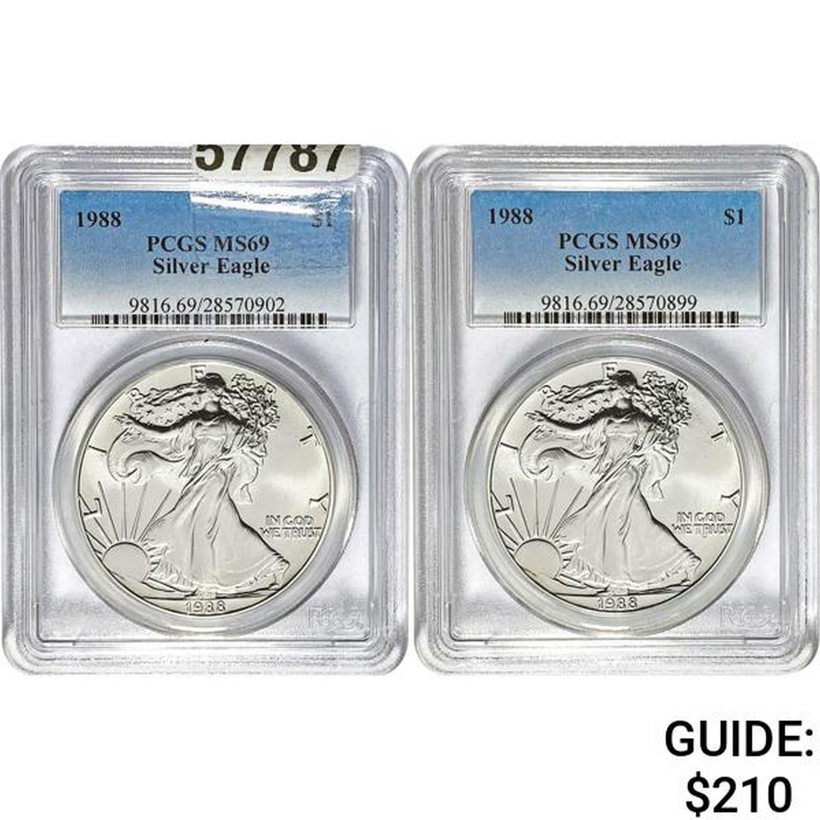 [2]1988 Silver Eagle PCGS MS69 (1 of 2)