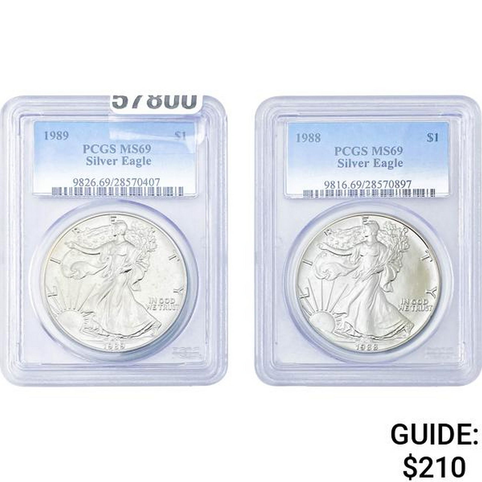[2]1988-1989 Silver Eagle PCGS MS69 (1 of 2)