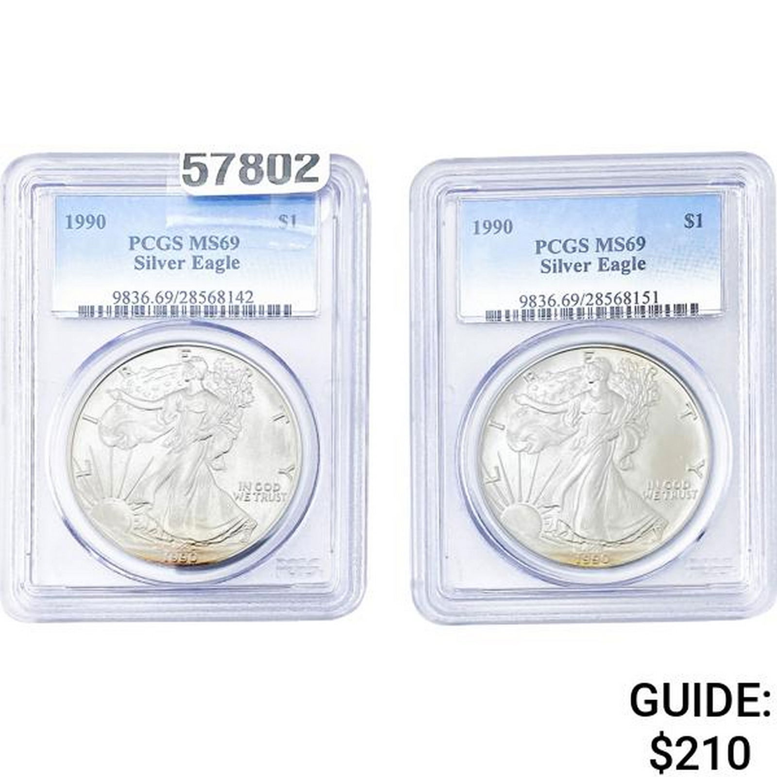 [2]1990 Silver Eagle PCGS MS69 (1 of 2)