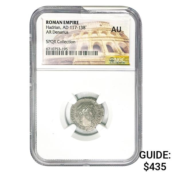 Roman Hadrian, AD 117-138 Silver Denarius NGC AU (1 of 2)