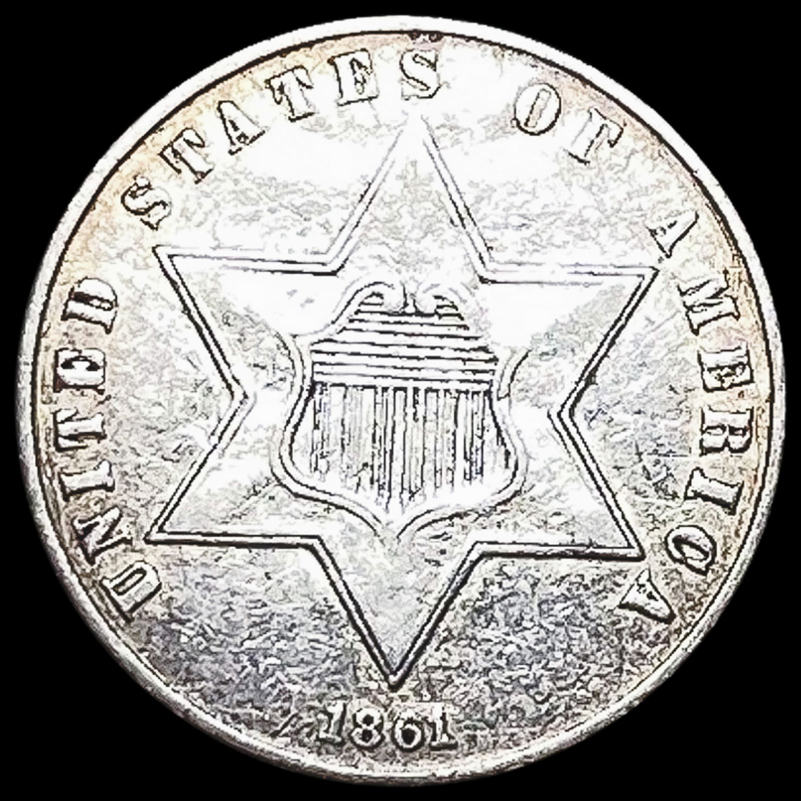 1861 Three-Cent Silver Piece CHOICE AU (1 of 2)