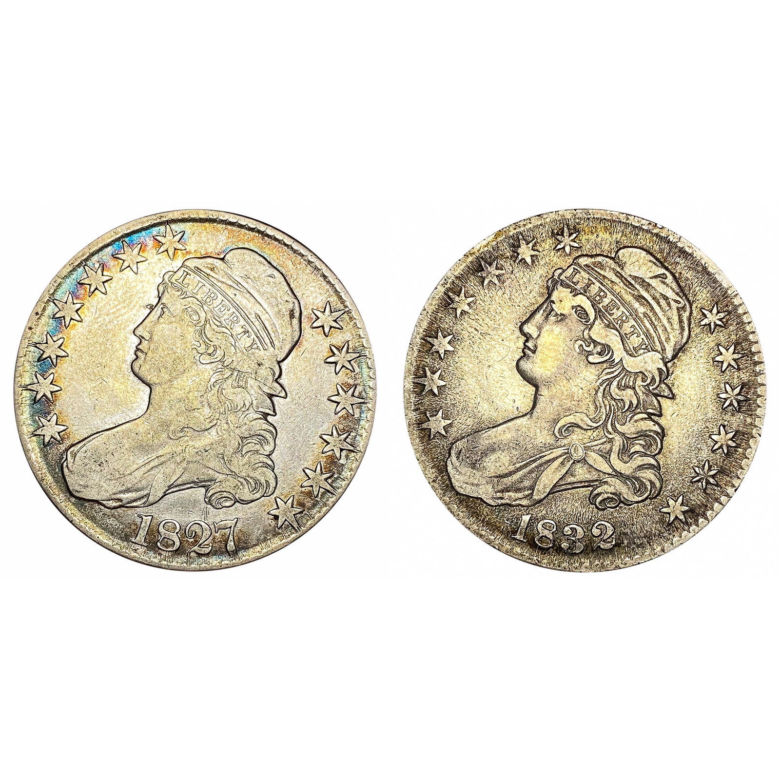 1827, 1832 Capped Bust Half Dollar Lot [2 Coins] VF (1 of 5)