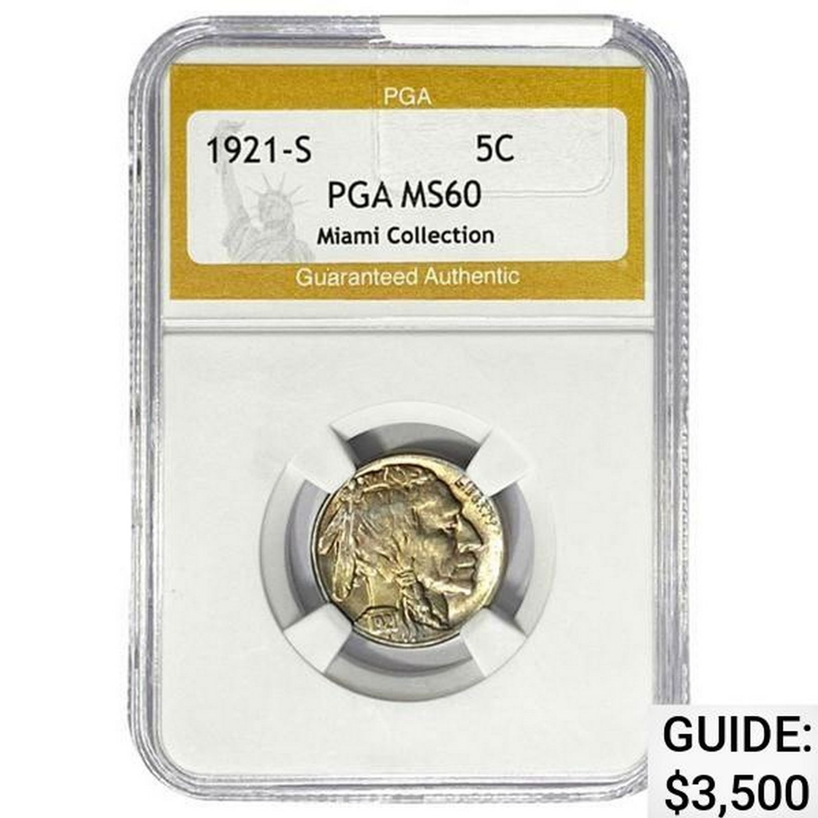 1921-S Buffalo Nickel PGA MS60 Miami COLL. (1 of 2)