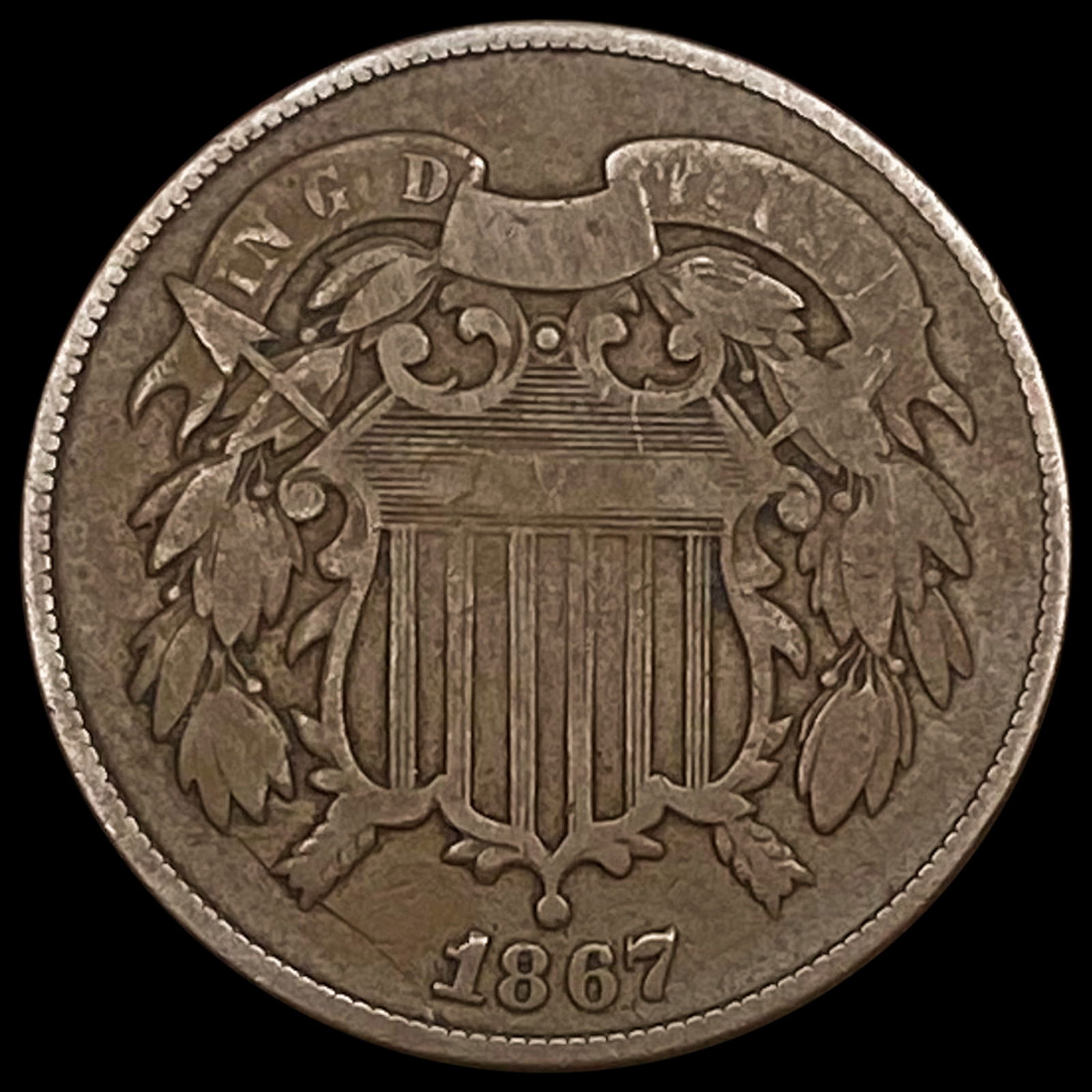 1867 Two-Cent Piece LIGHTLY CIRCULATED (1 of 2)