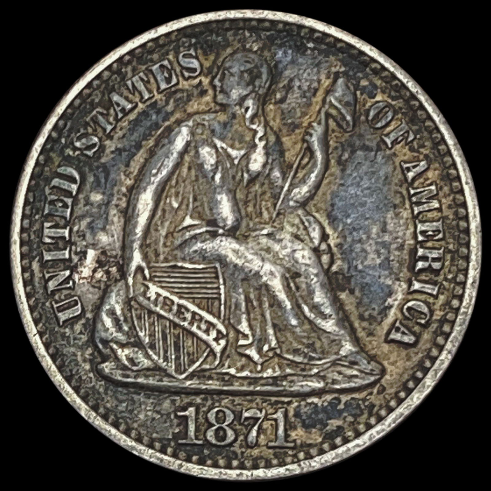 1871 Seated Liberty Half Dime LIGHTLY CIRCULATED (1 of 2)