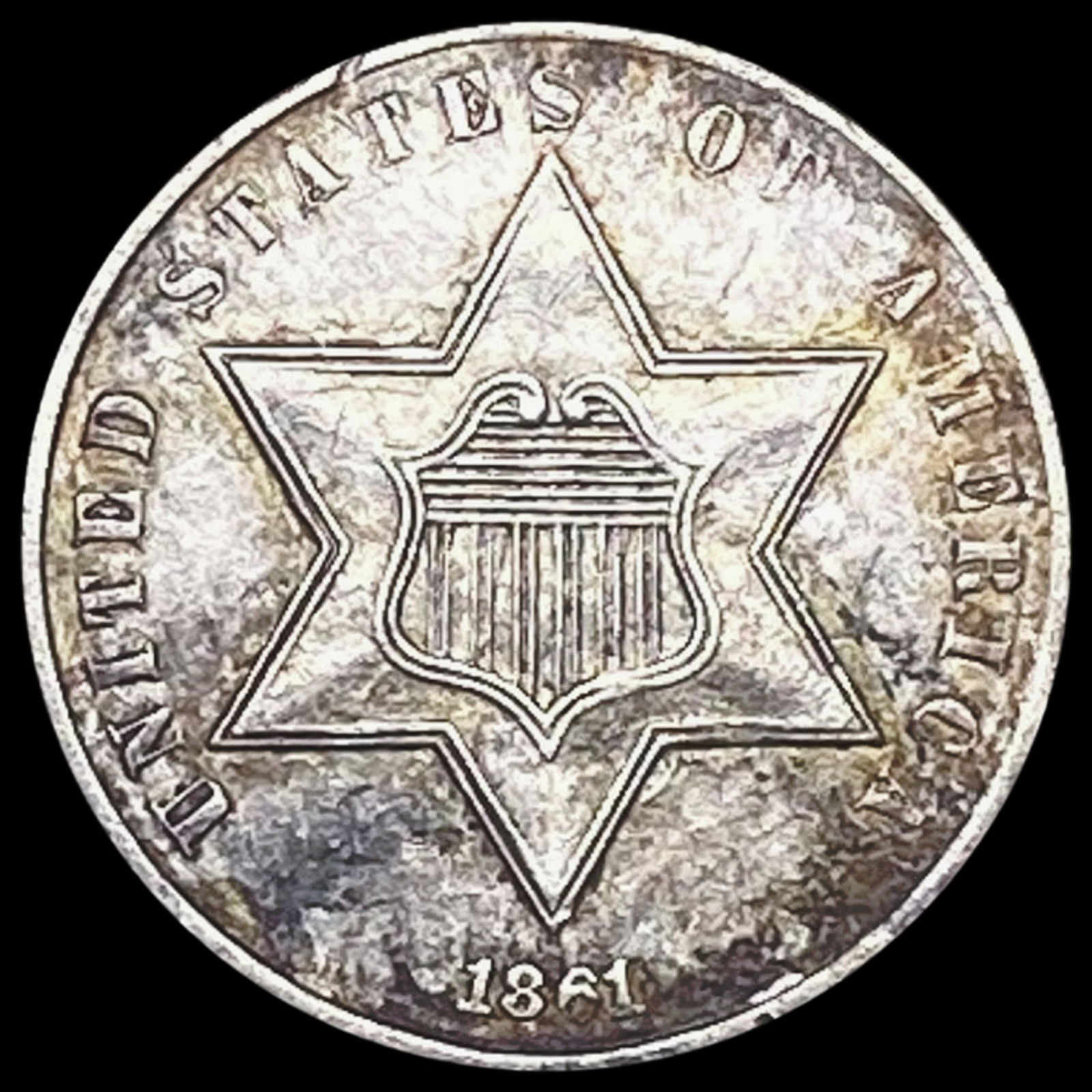 1861 Silver Three-Cent Piece CHOICE AU (1 of 2)