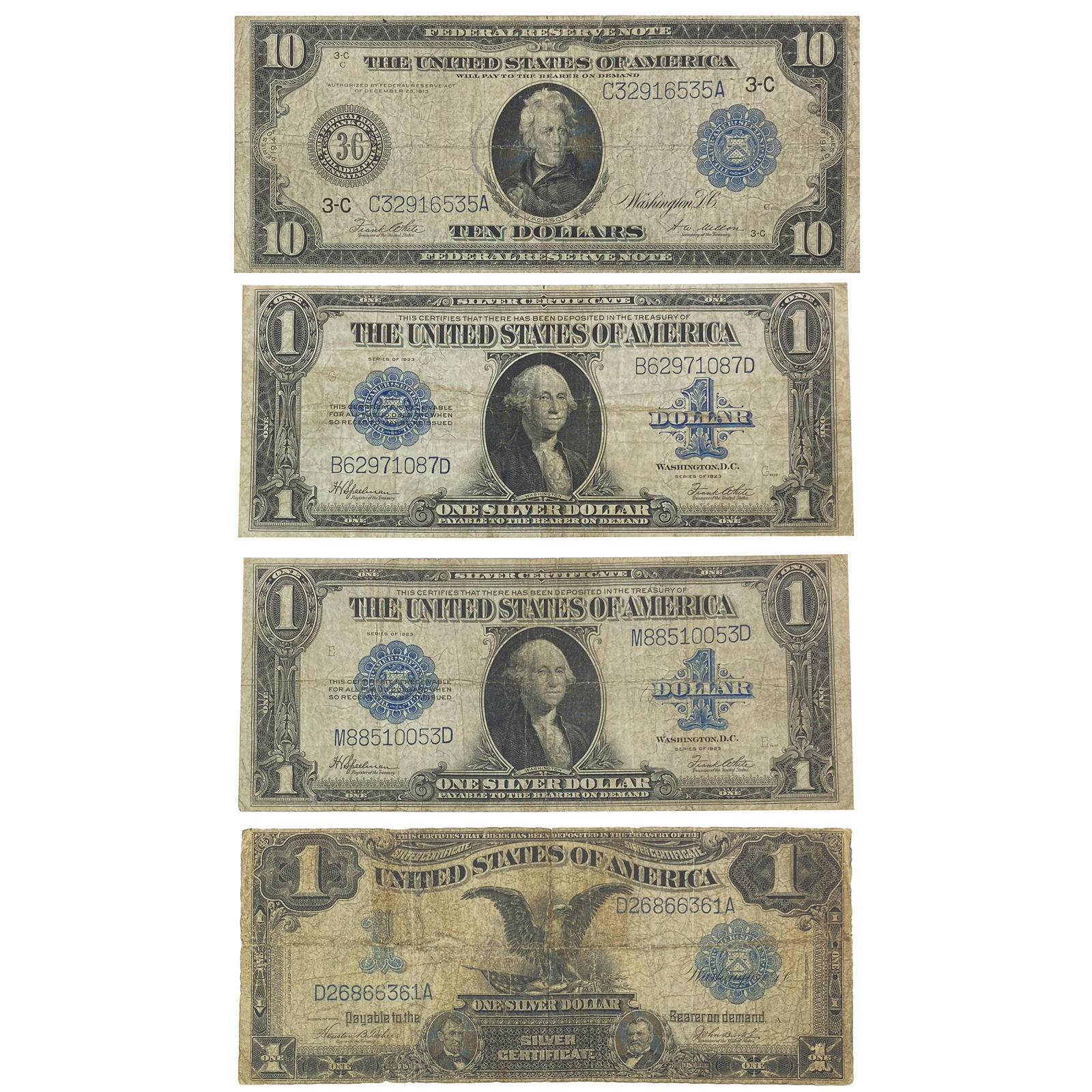 1899-1923 US Large Note Silver Certificates Lot [4 Notes] (1 of 2)